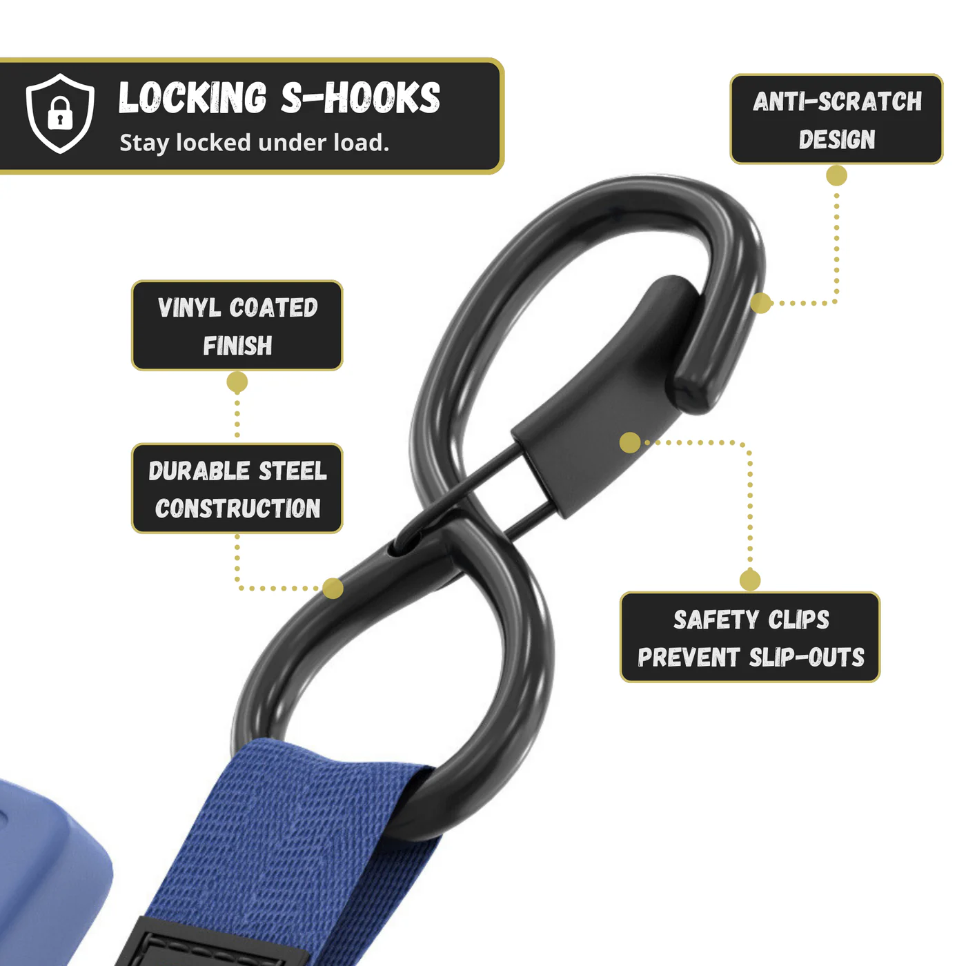 Retractable Ratchet Straps - 1" x 15 ft (1,760 lbs Break Strength) | Auto Self Retracting Cargo Tie Down Strap Set - Image 16