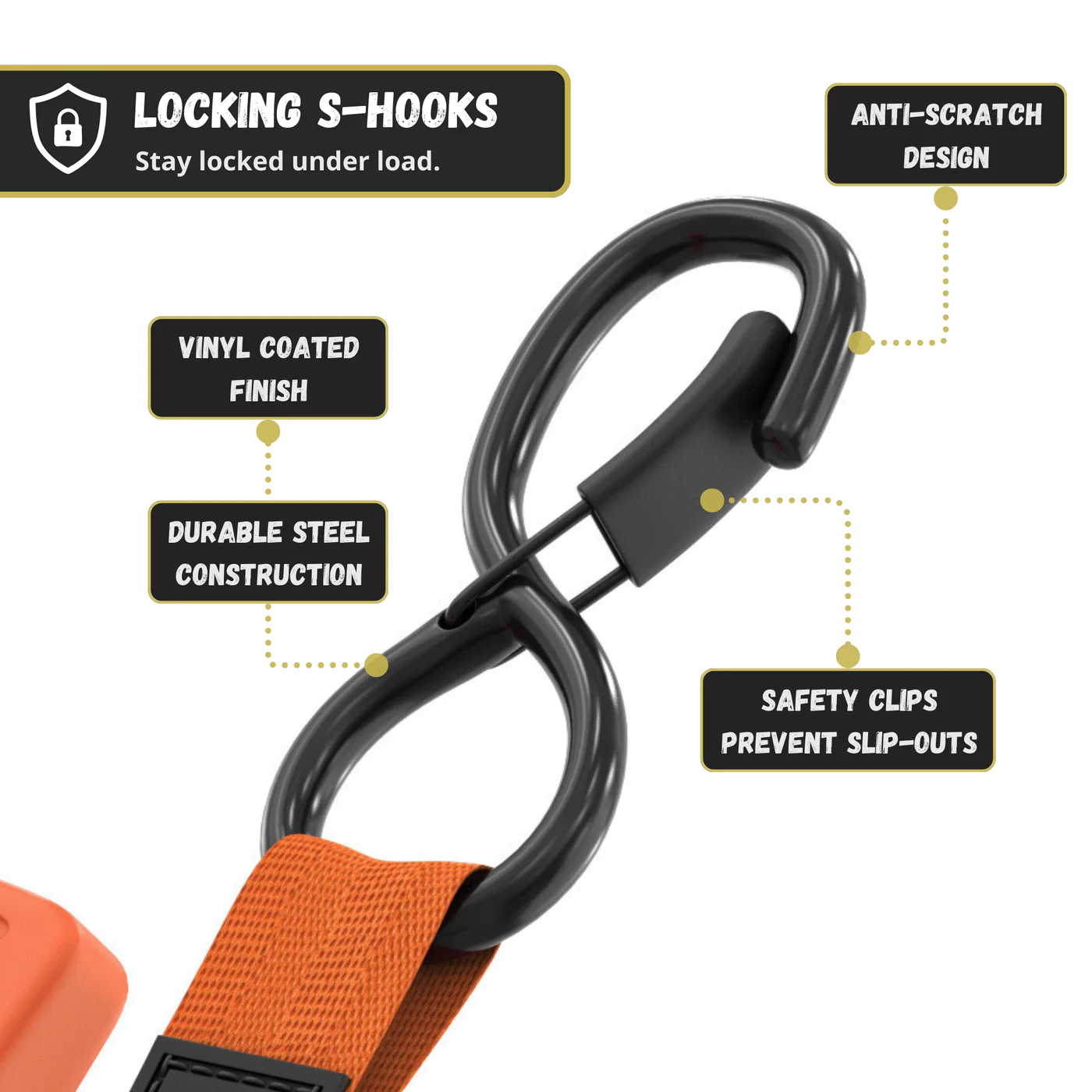 Retractable Ratchet Straps - 1" x 15 ft (1,760 lbs Break Strength) | Auto Self Retracting Cargo Tie Down Strap Set - Image 36