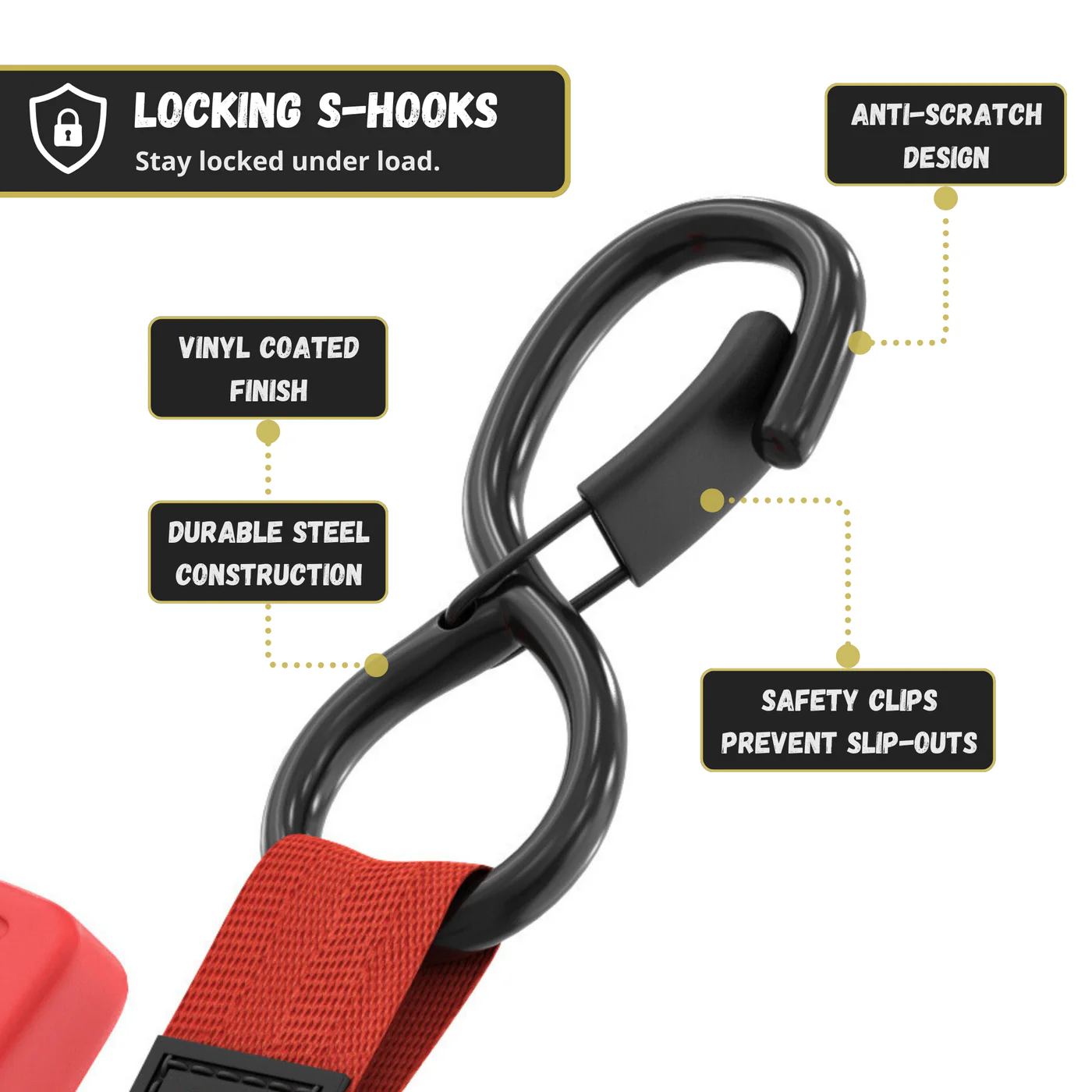 Retractable Ratchet Straps - 1" x 15 ft (1,760 lbs Break Strength) | Auto Self Retracting Cargo Tie Down Strap Set - Image 46