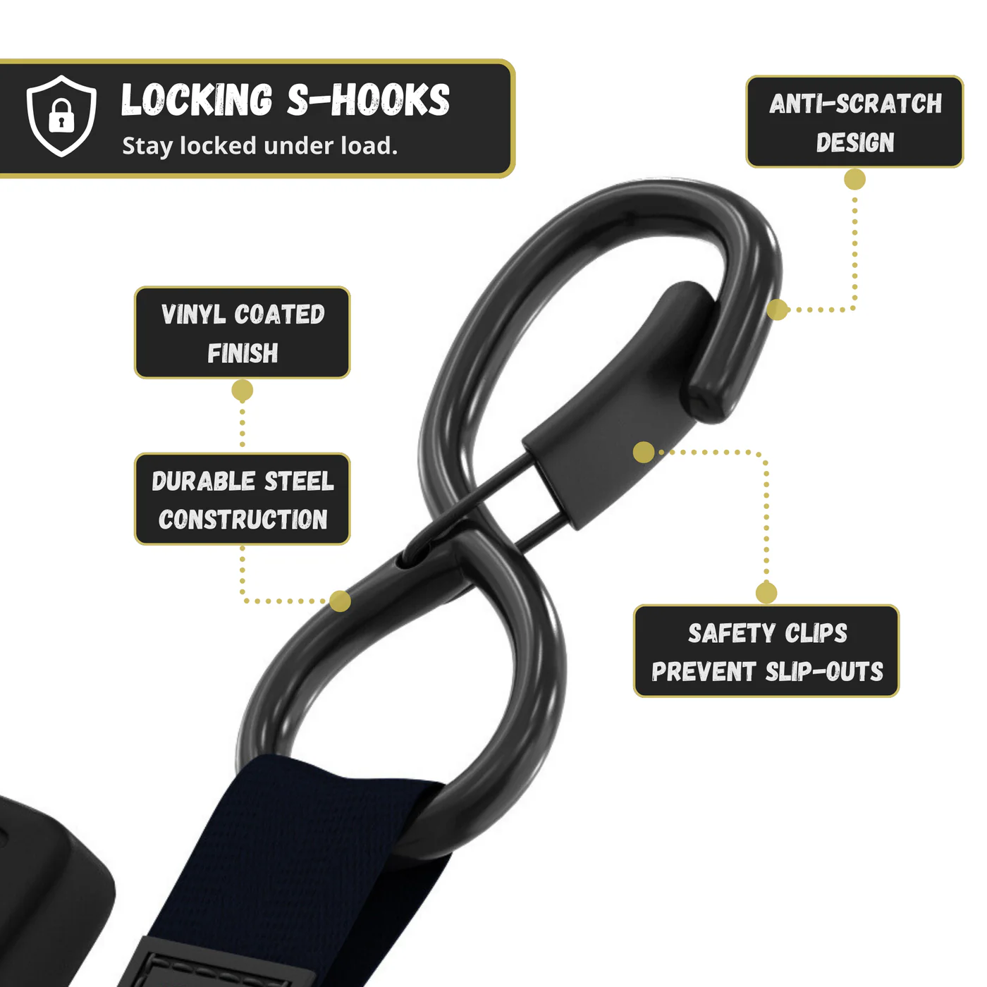 Retractable Ratchet Straps - 1" x 15 ft (1,760 lbs Break Strength) | Auto Self Retracting Cargo Tie Down Strap Set - Image 6