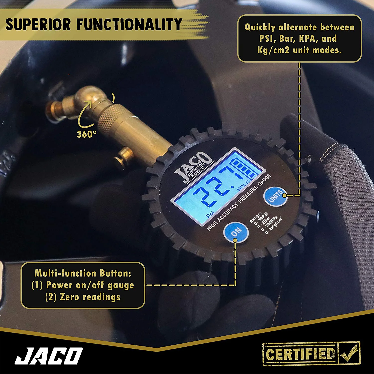 Elite® Digital Low Pressure Tire Gauge - Professional Accuracy - 30 PSI - Image 3