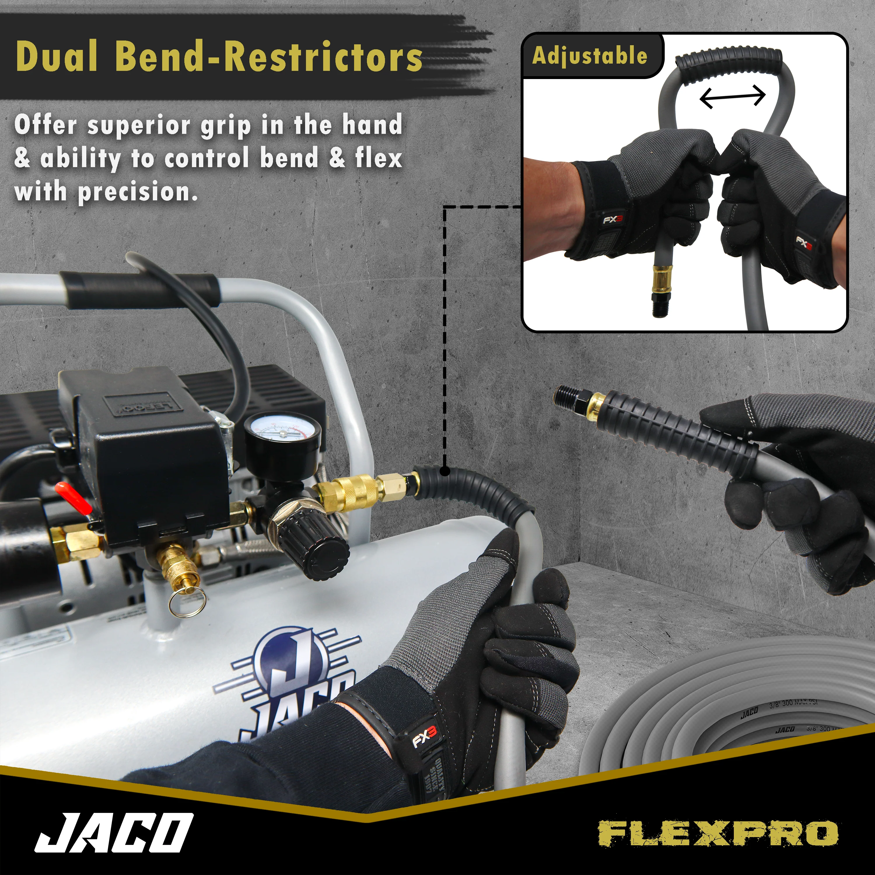 FlexPro™ Hybrid Air Hose (3/8" x 50 ft) | Dual 1/4" M-NPT Fittings (Storm Gray) - Image 10