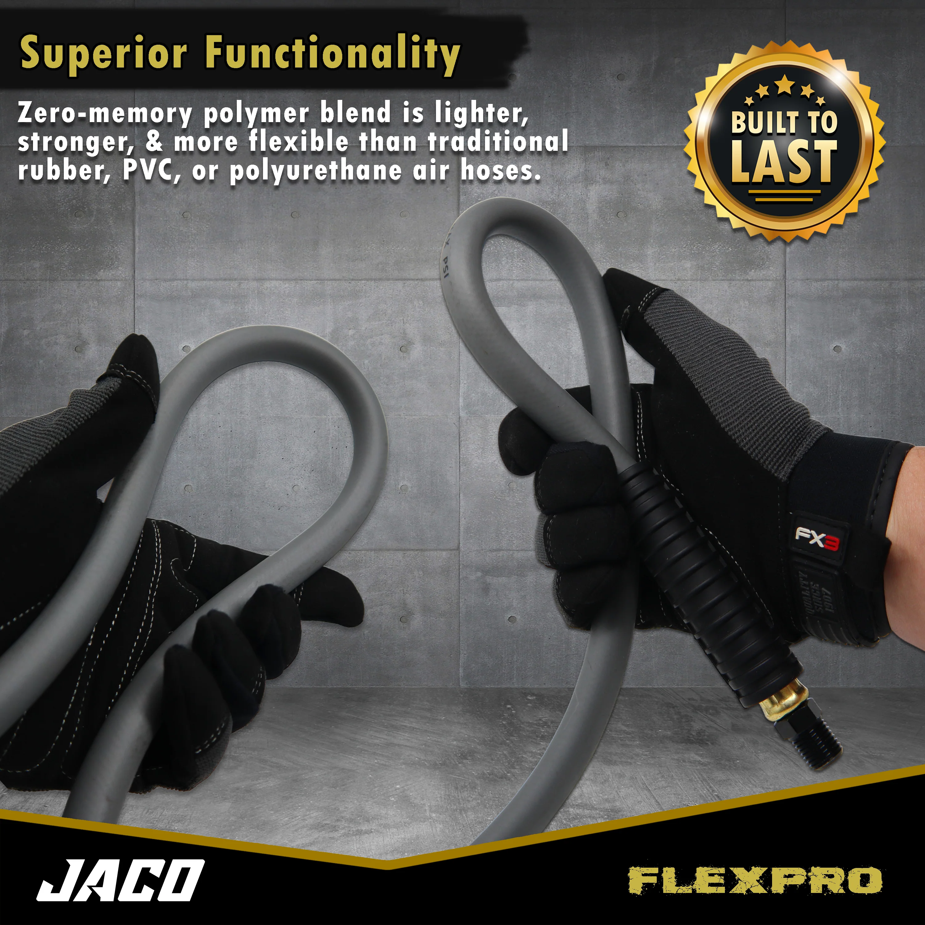 FlexPro™ Hybrid Air Hose (3/8" x 50 ft) | Dual 1/4" M-NPT Fittings (Storm Gray) - Image 7
