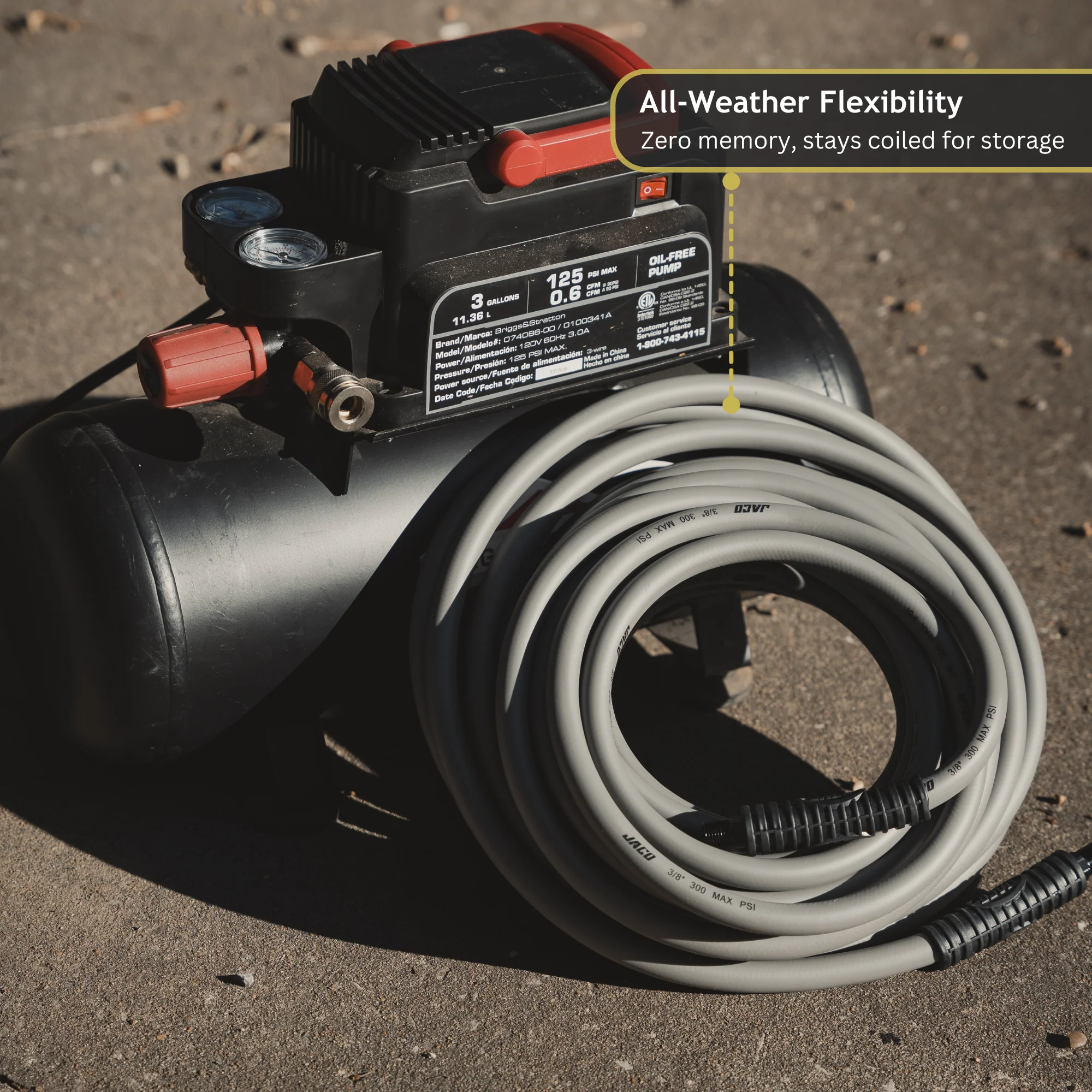 FlexPro™ Hybrid Air Hose (3/8" x 50 ft) | Dual 1/4" M-NPT Fittings (Storm Gray) - Image 5