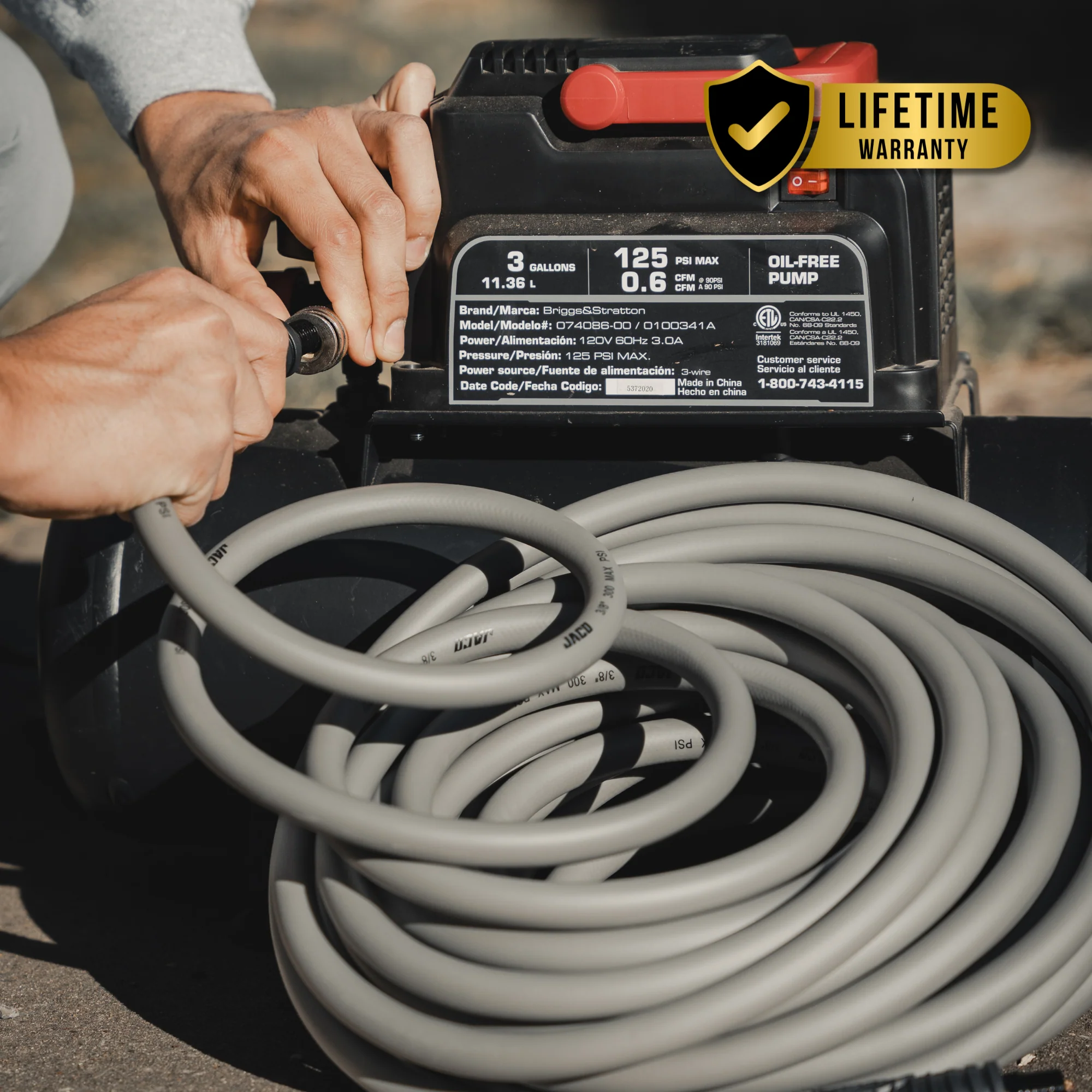FlexPro™ Hybrid Air Hose (3/8" x 50 ft) | Dual 1/4" M-NPT Fittings (Storm Gray) - Image 8