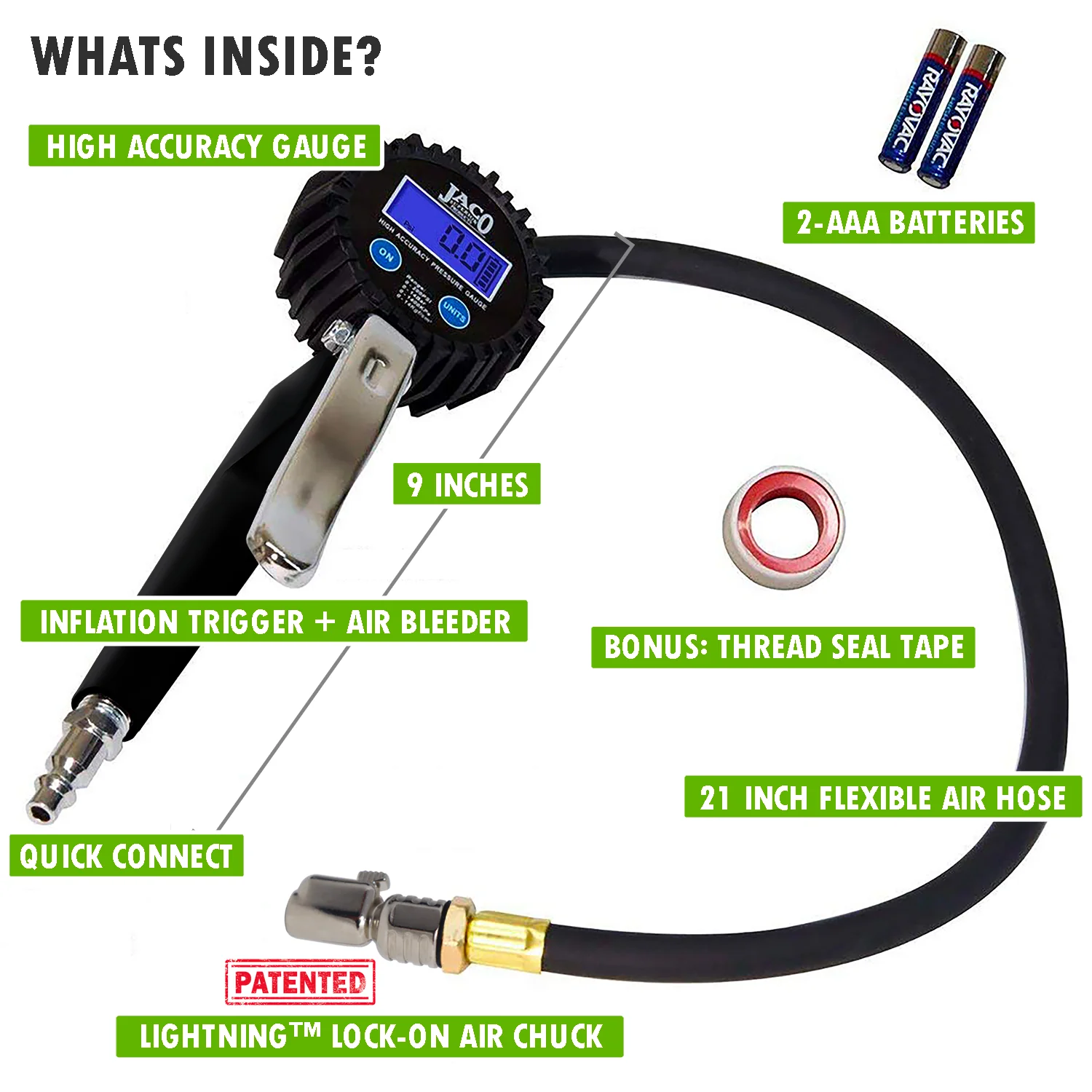 FlowPro® 2.0 Digital Tire Inflator with Pressure Gauge - 200 PSI - Image 5