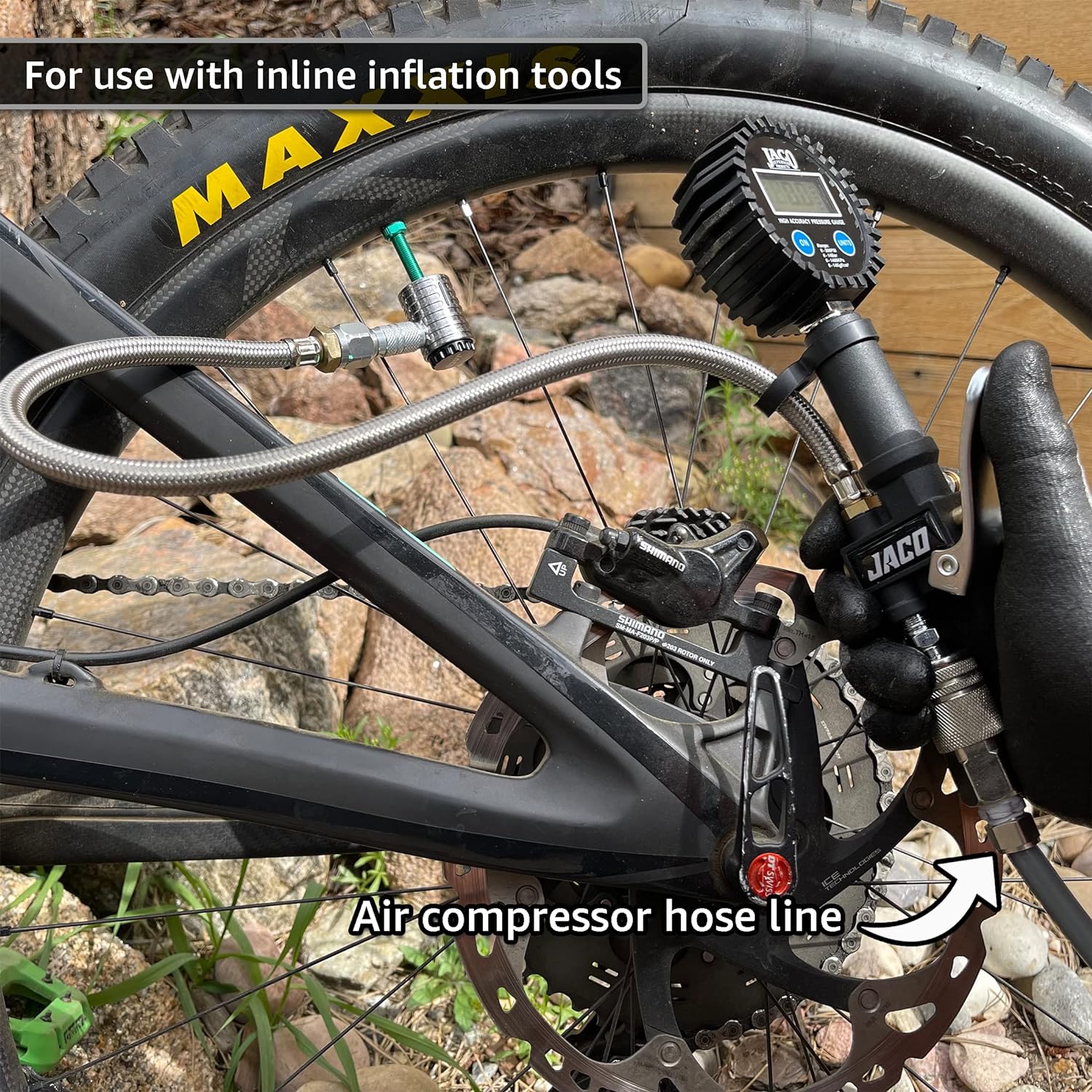 FlowPro® Bike Tire Inflator with Gauge - 200 PSI | with Lock-on Presta + Schrader Air Chucks (Bundle) - Image 3