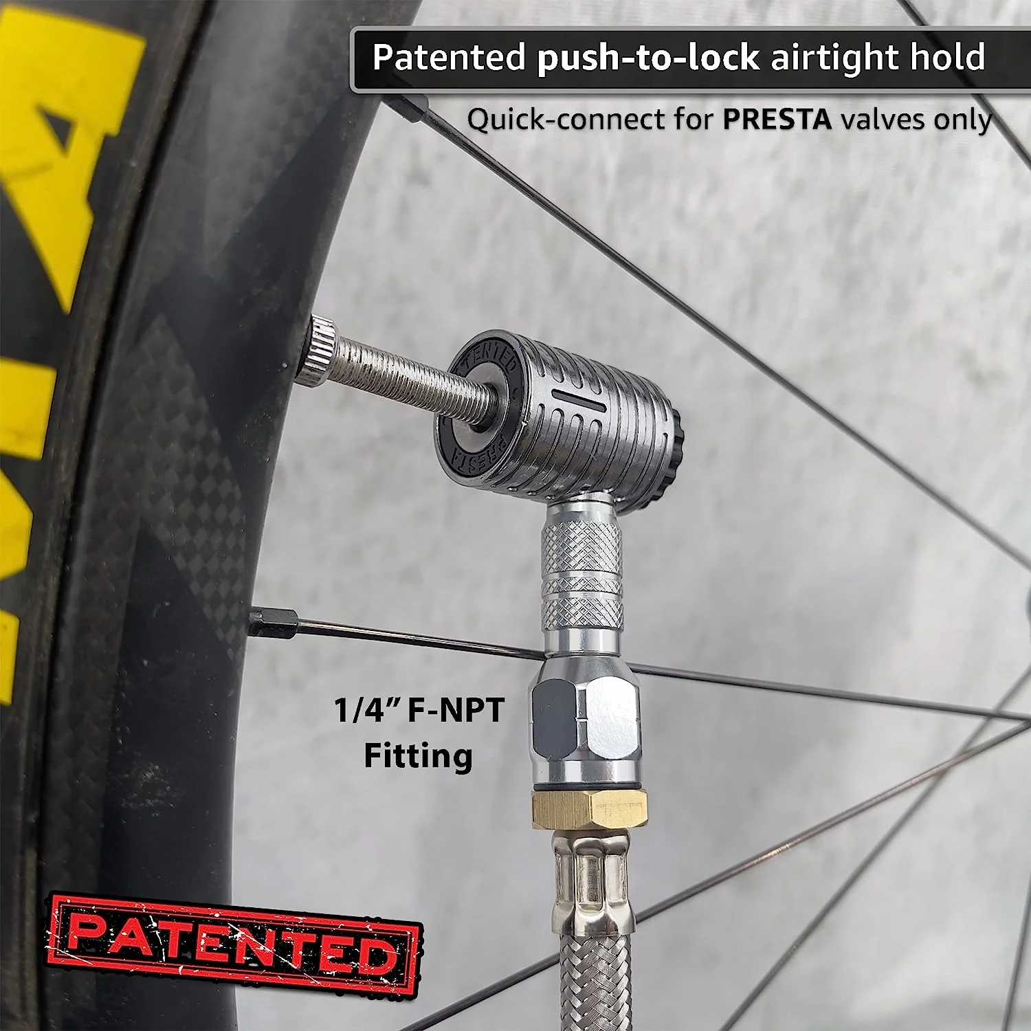 FlowPro® Bike Tire Inflator with Gauge - 200 PSI | with Lock-on Presta + Schrader Air Chucks (Bundle) - Image 5