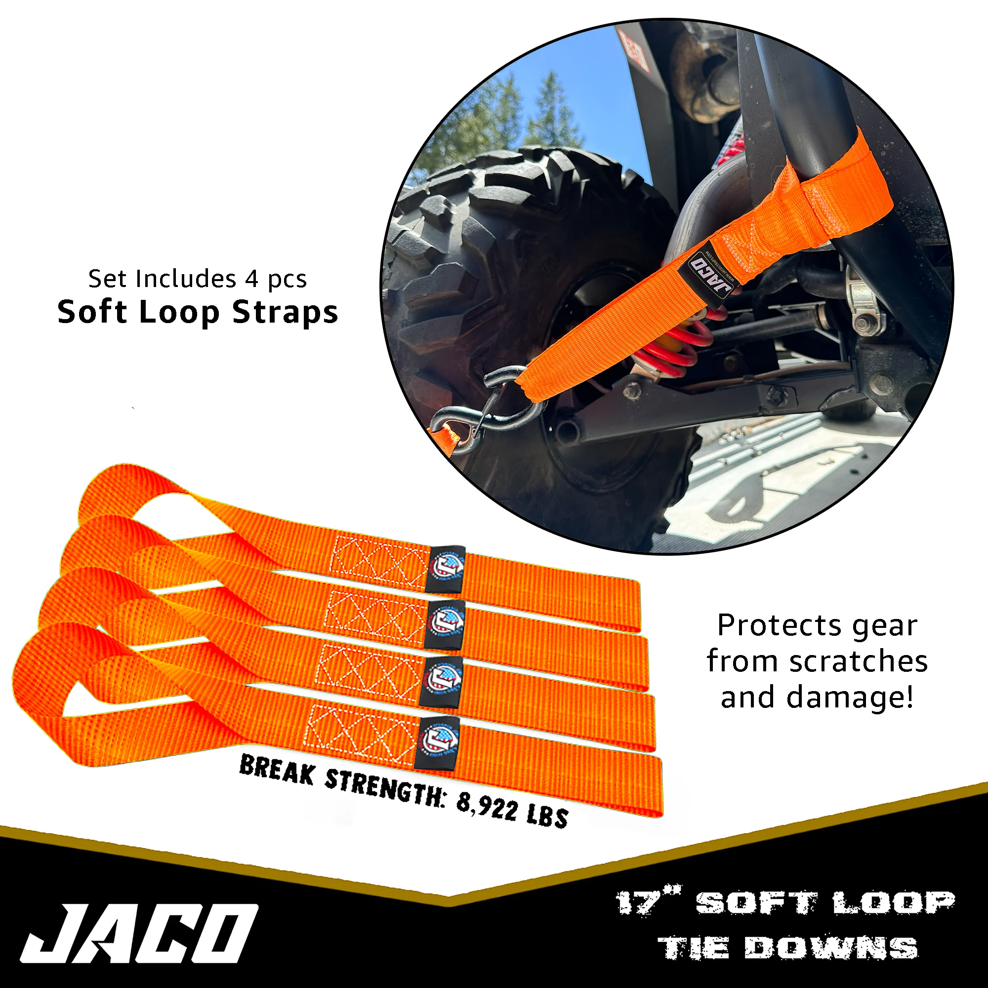 Heavy Duty Ratchet Tie Down Straps with Soft Loops (1.6" x 8 ft) | AAR Certified Break Strength (5,208 lbs) - Image 14