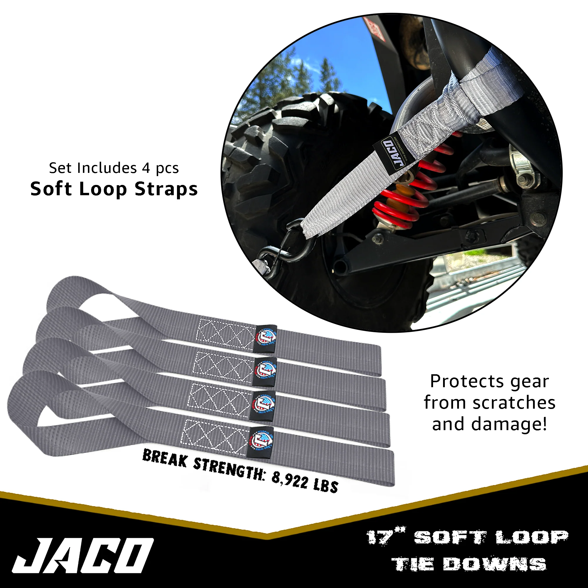 Heavy Duty Ratchet Tie Down Straps with Soft Loops (1.6" x 8 ft) | AAR Certified Break Strength (5,208 lbs) - Image 21