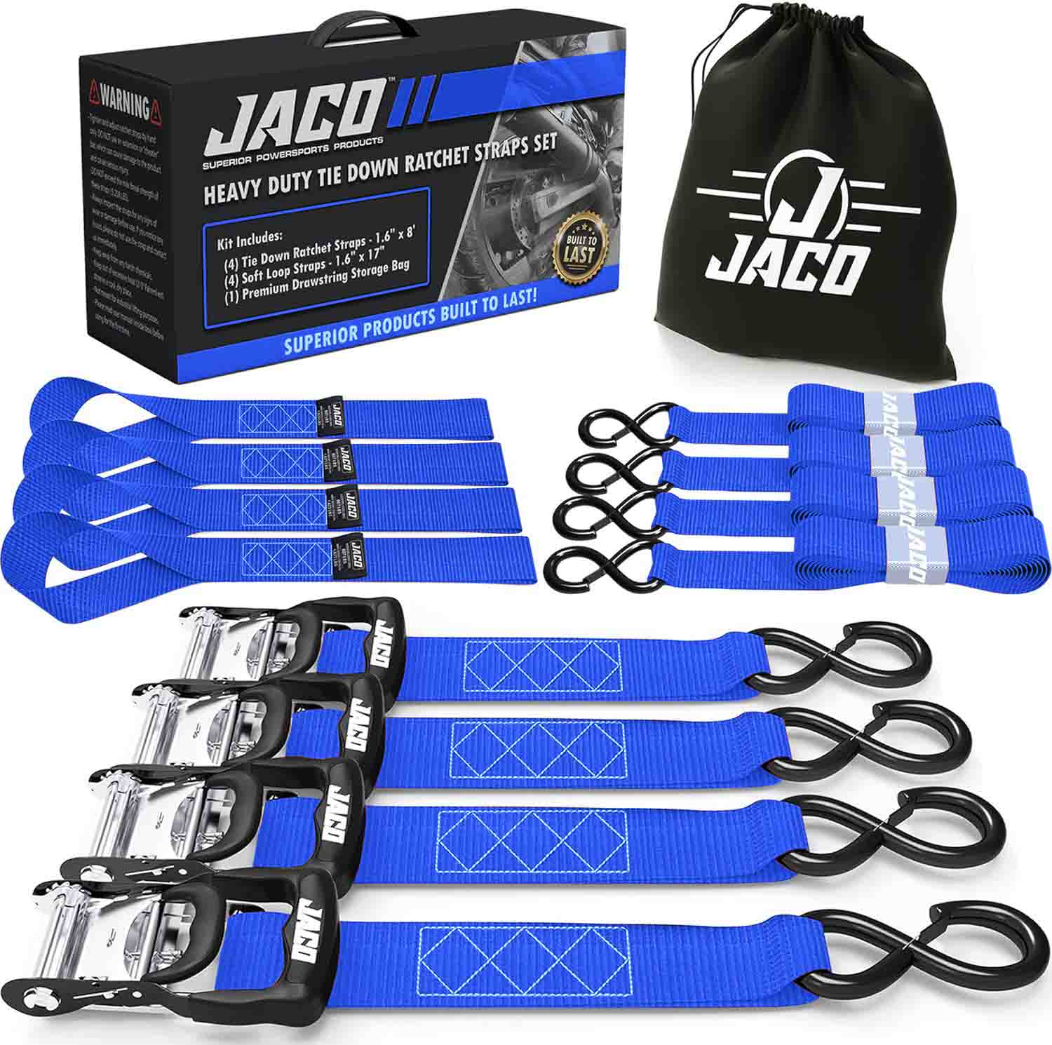Heavy Duty Ratchet Tie Down Straps with Soft Loops (1.6" x 8 ft) | AAR Certified Break Strength (5,208 lbs) - Image 22