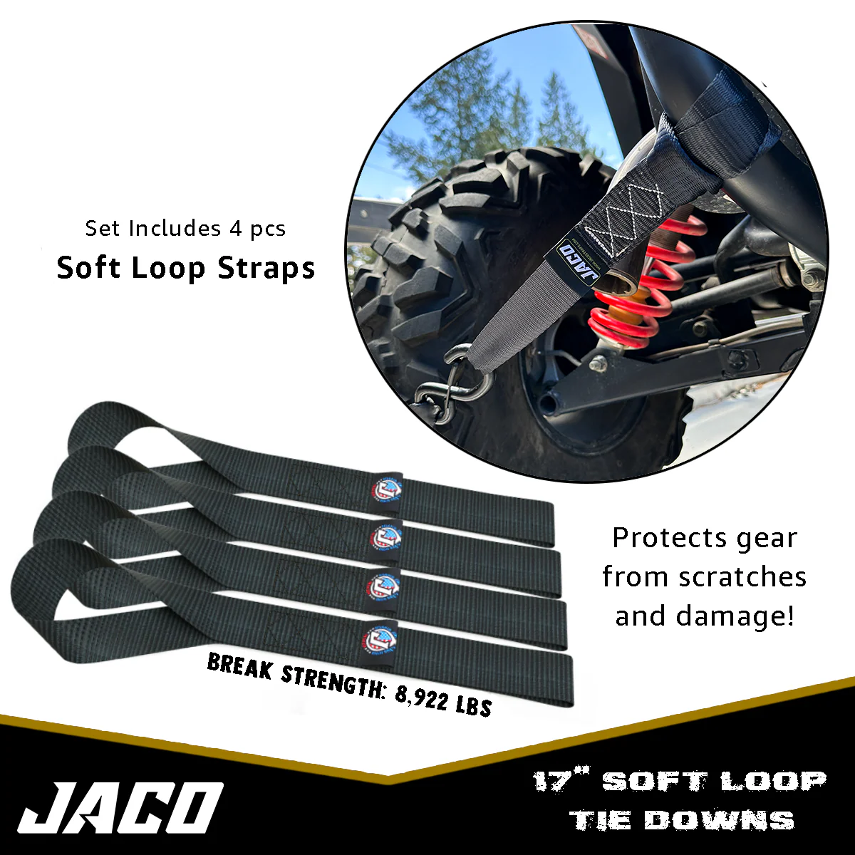 Heavy Duty Ratchet Tie Down Straps with Soft Loops (1.6" x 8 ft) | AAR Certified Break Strength (5,208 lbs) - Image 7