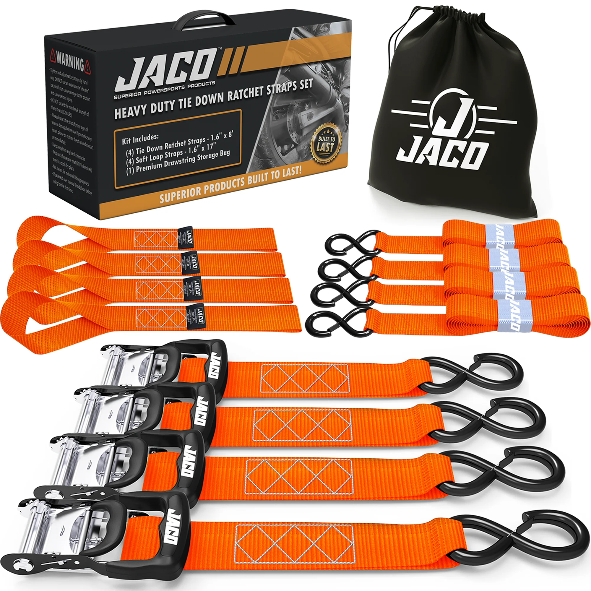 Heavy Duty Ratchet Tie Down Straps with Soft Loops (1.6" x 8 ft) | AAR Certified Break Strength (5,208 lbs) - Image 8