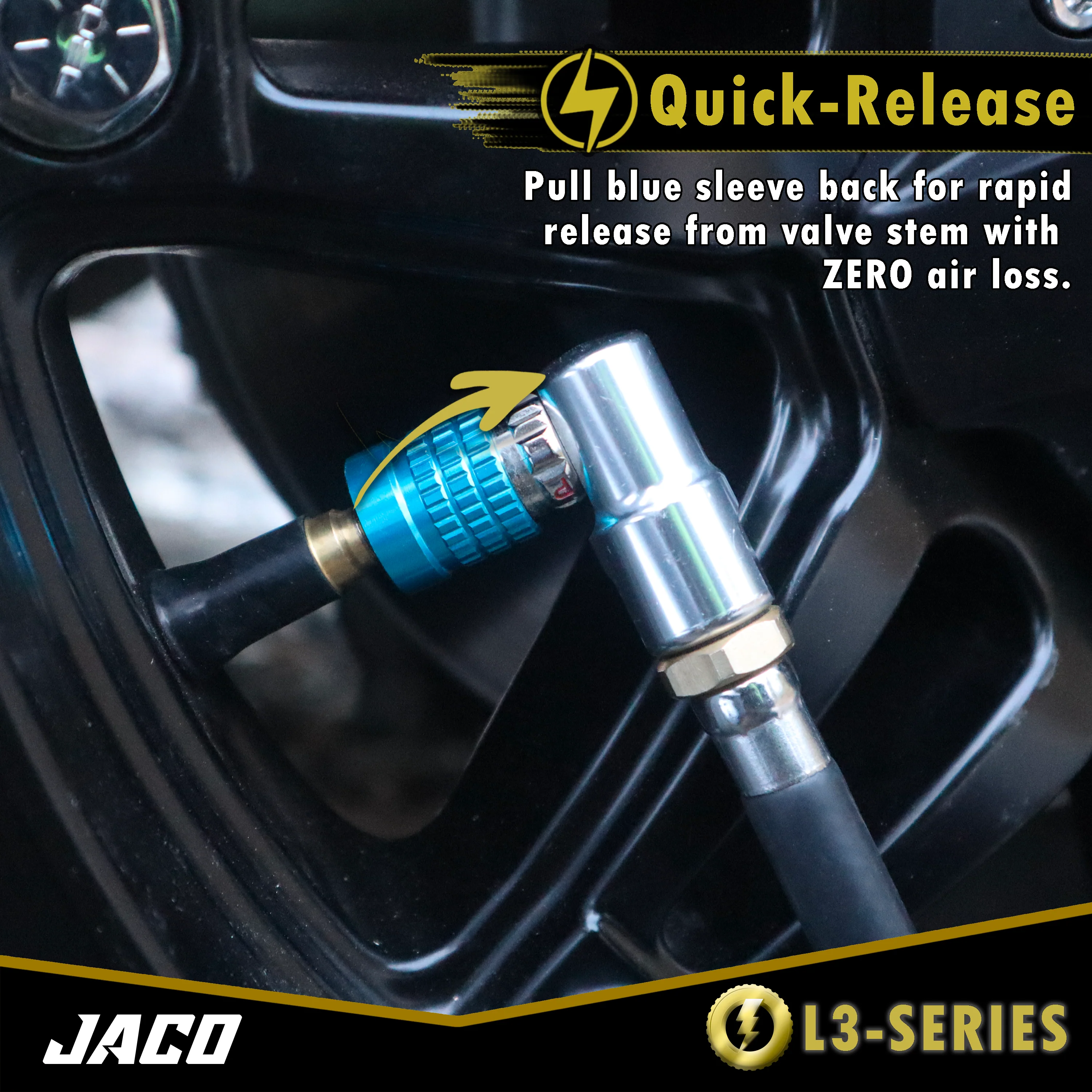 Lightning™ L3-Series Bike Tire Air Chuck - 1/4" F-NPT (Presta + Schrader Valves) | Open Flow (2 Pack) - Image 6