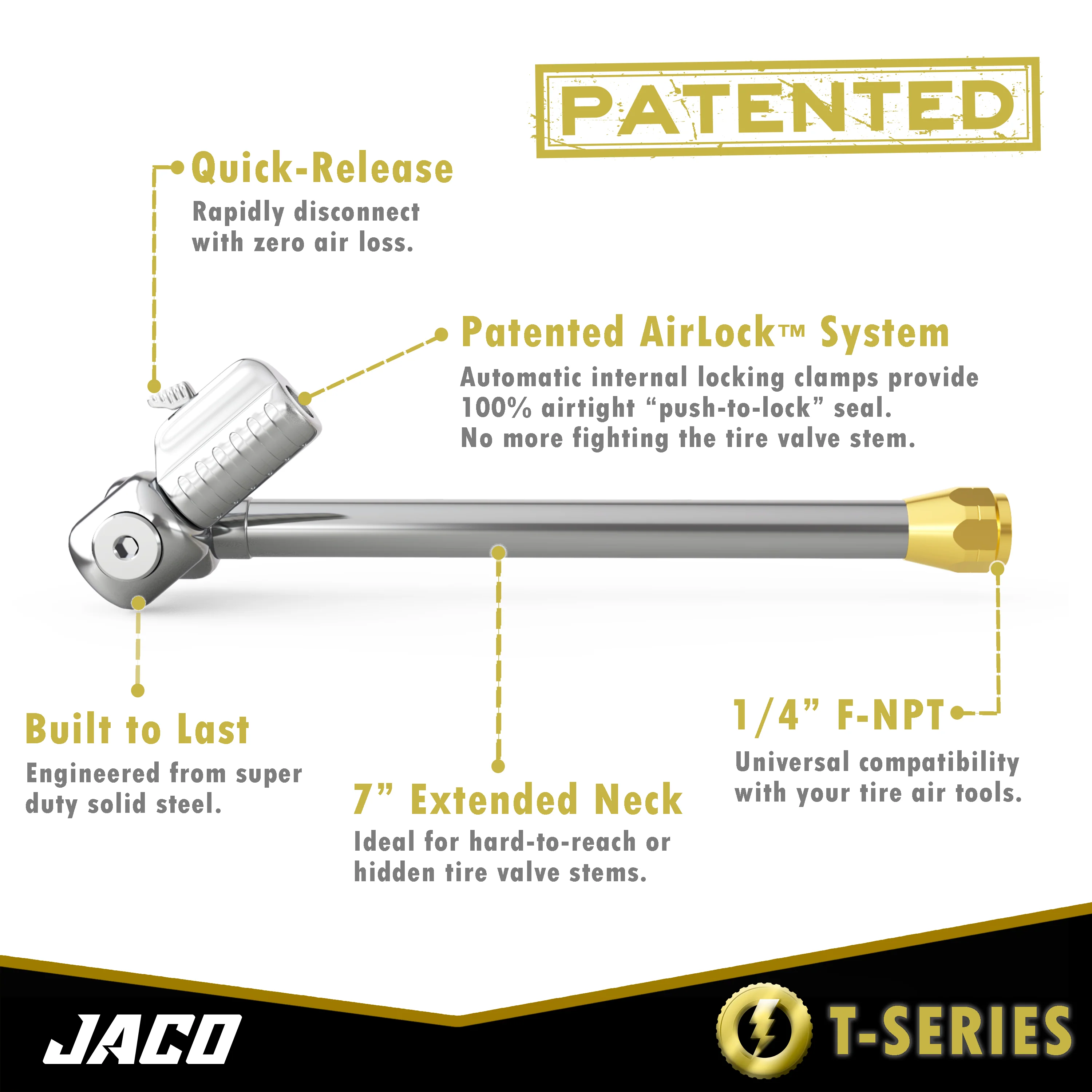 Lightning™ T-Series Tire Air Chuck | Open Flow, 1/4" F-NPT - Image 4