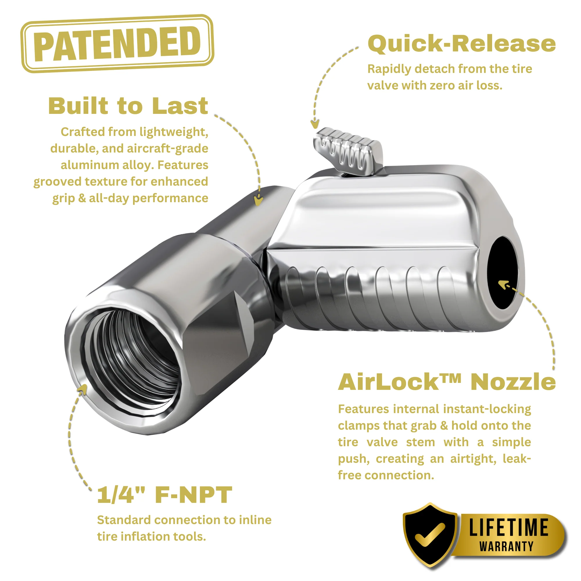 Lightning™ L2 Quick-Connect Tire Air Chuck - 1/4" F-NPT - Image 10