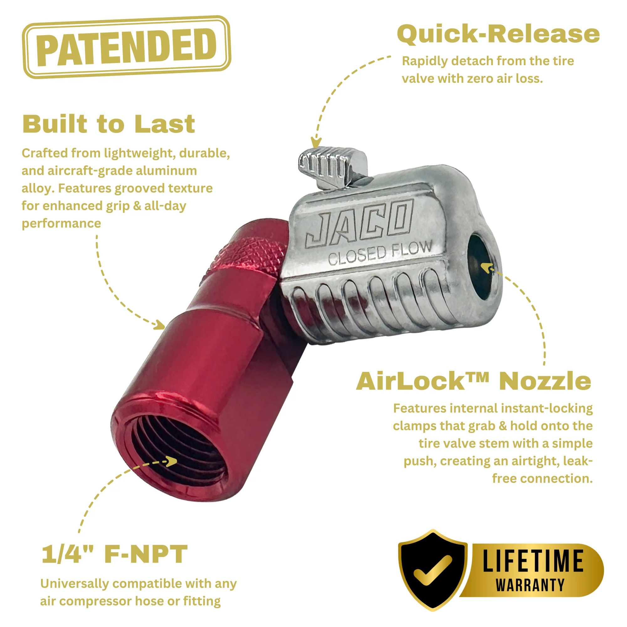 Lightning™ L2 Quick-Connect Tire Air Chuck - 1/4" F-NPT - Image 5