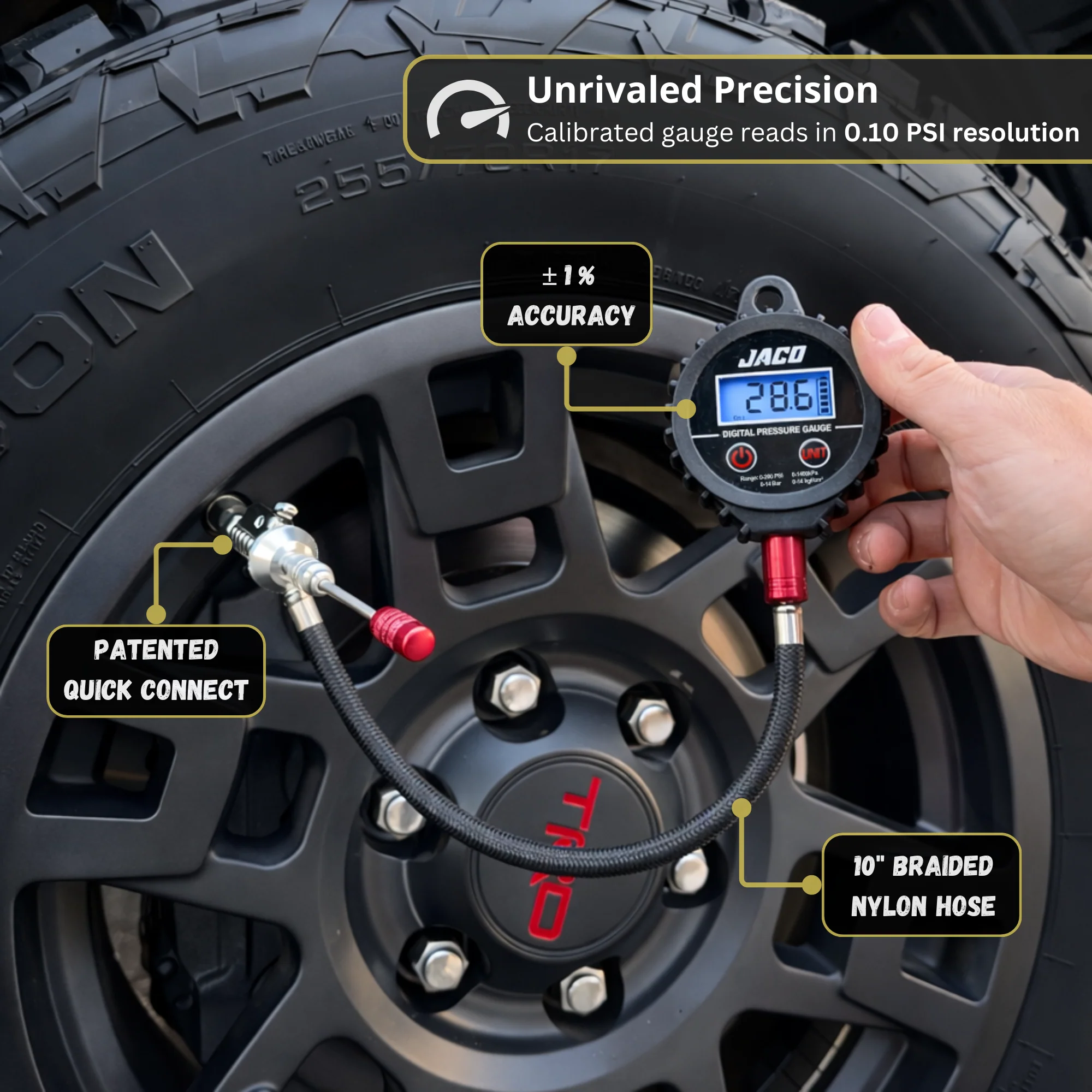 Lightning™ RX4 Digital Tire Deflator with Gauge | Quick-Connect Rapid Air Down Tool for Off Road 4x4 - Image 3
