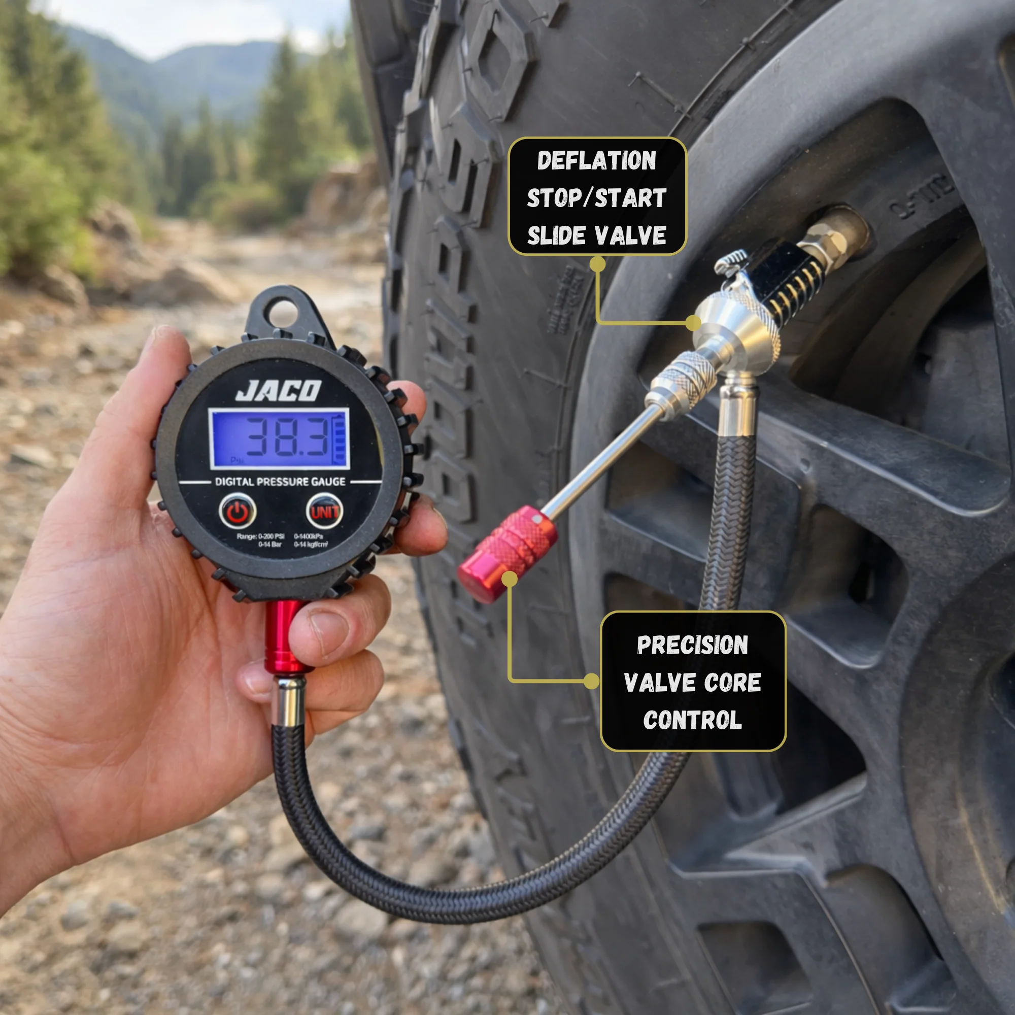 Lightning™ RX4 Digital Tire Deflator with Gauge | Quick-Connect Rapid Air Down Tool for Off Road 4x4 - Image 4