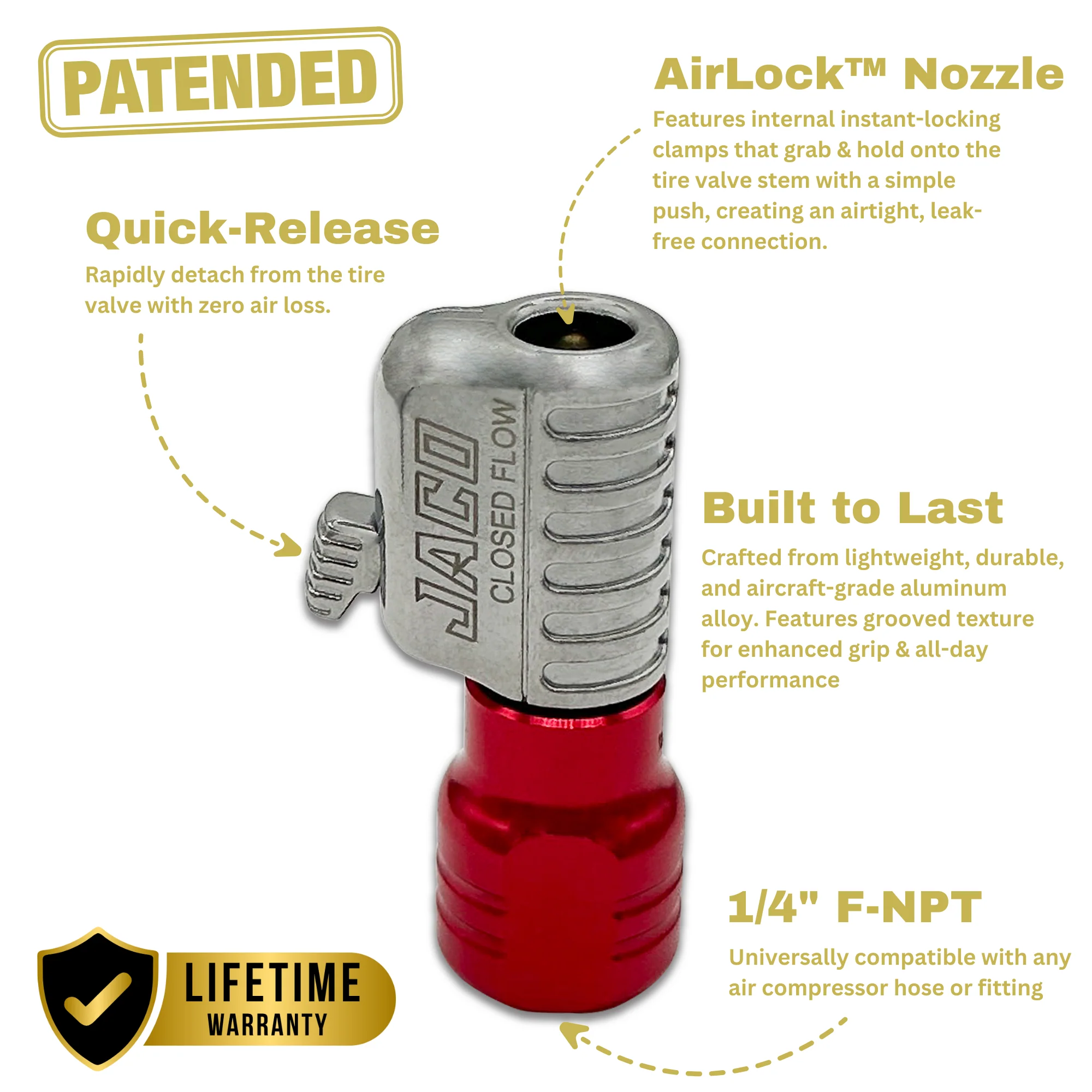 Lightning™ S2 Quick-Connect Tire Air Chuck - 1/4" F-NPT - Image 4