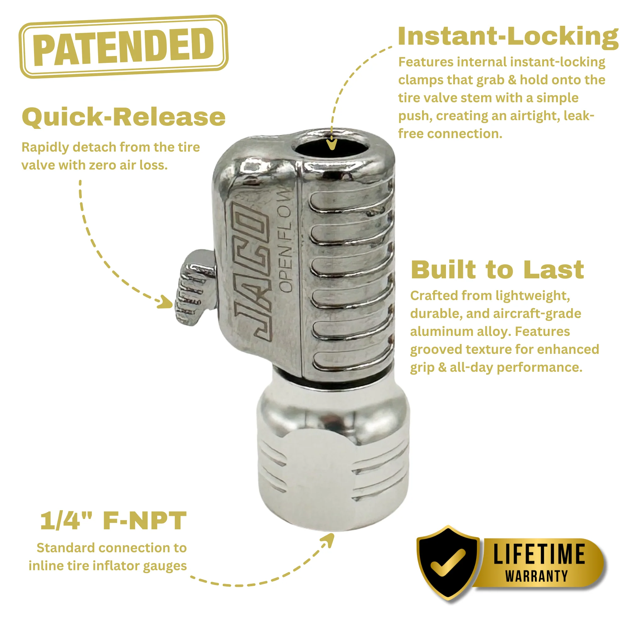 Lightning™ S2 Quick-Connect Tire Air Chuck - 1/4" F-NPT - Image 9