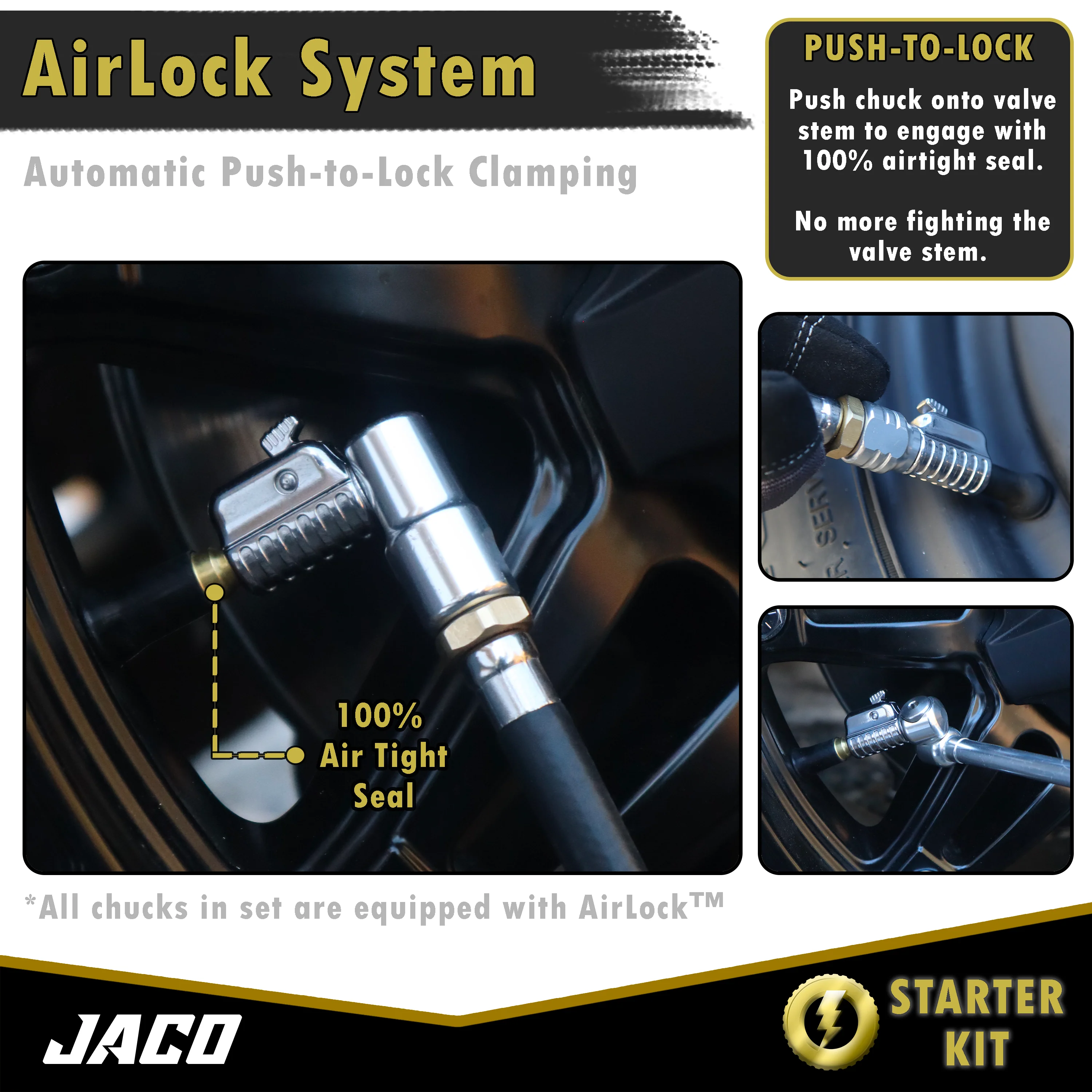 Lightning™ Tire Air Chuck Starter Kit - Patented | Open Flow, 1/4" F-NPT (Set of 7) - Image 4