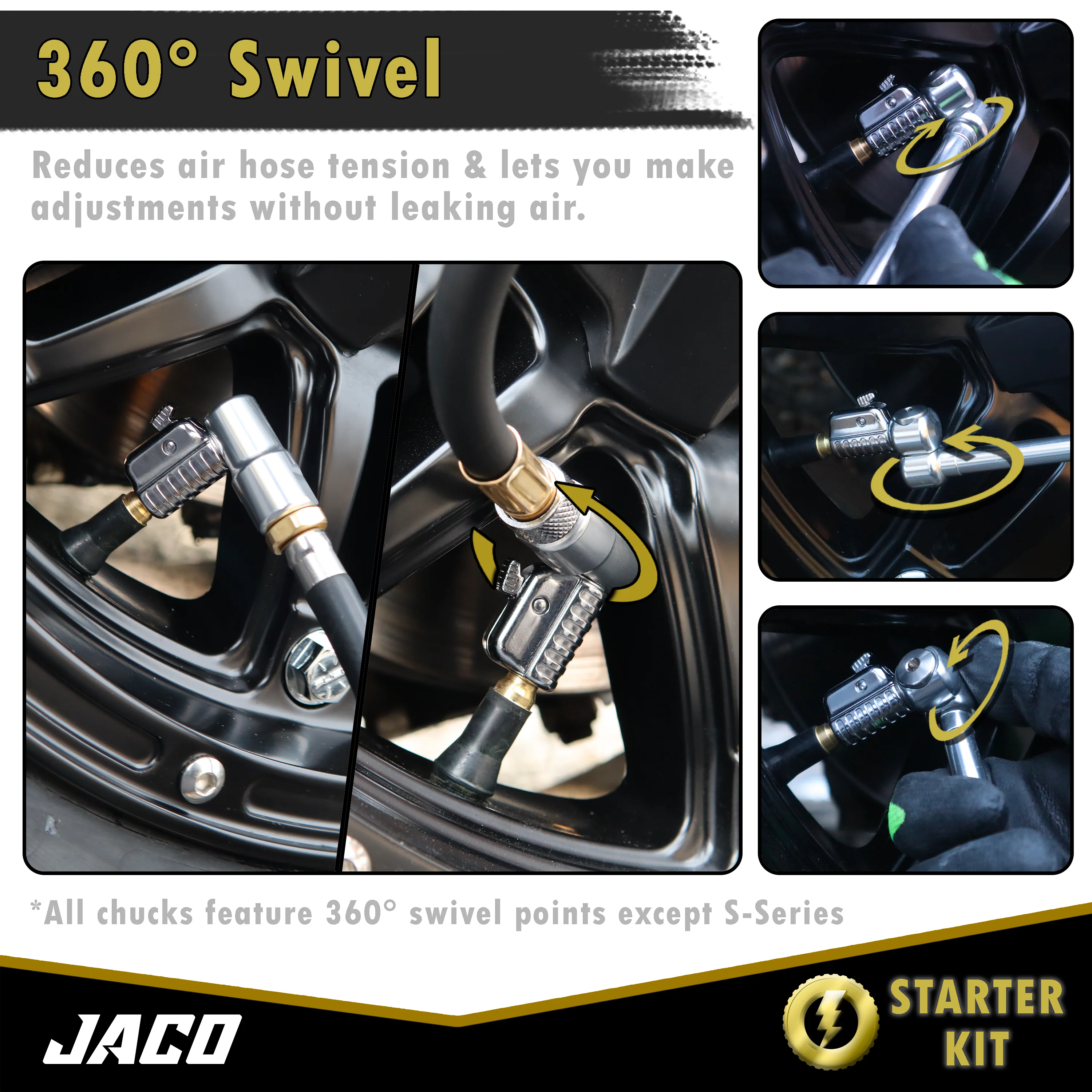 Lightning™ Tire Air Chuck Starter Kit - Patented | Open Flow, 1/4" F-NPT (Set of 7) - Image 6