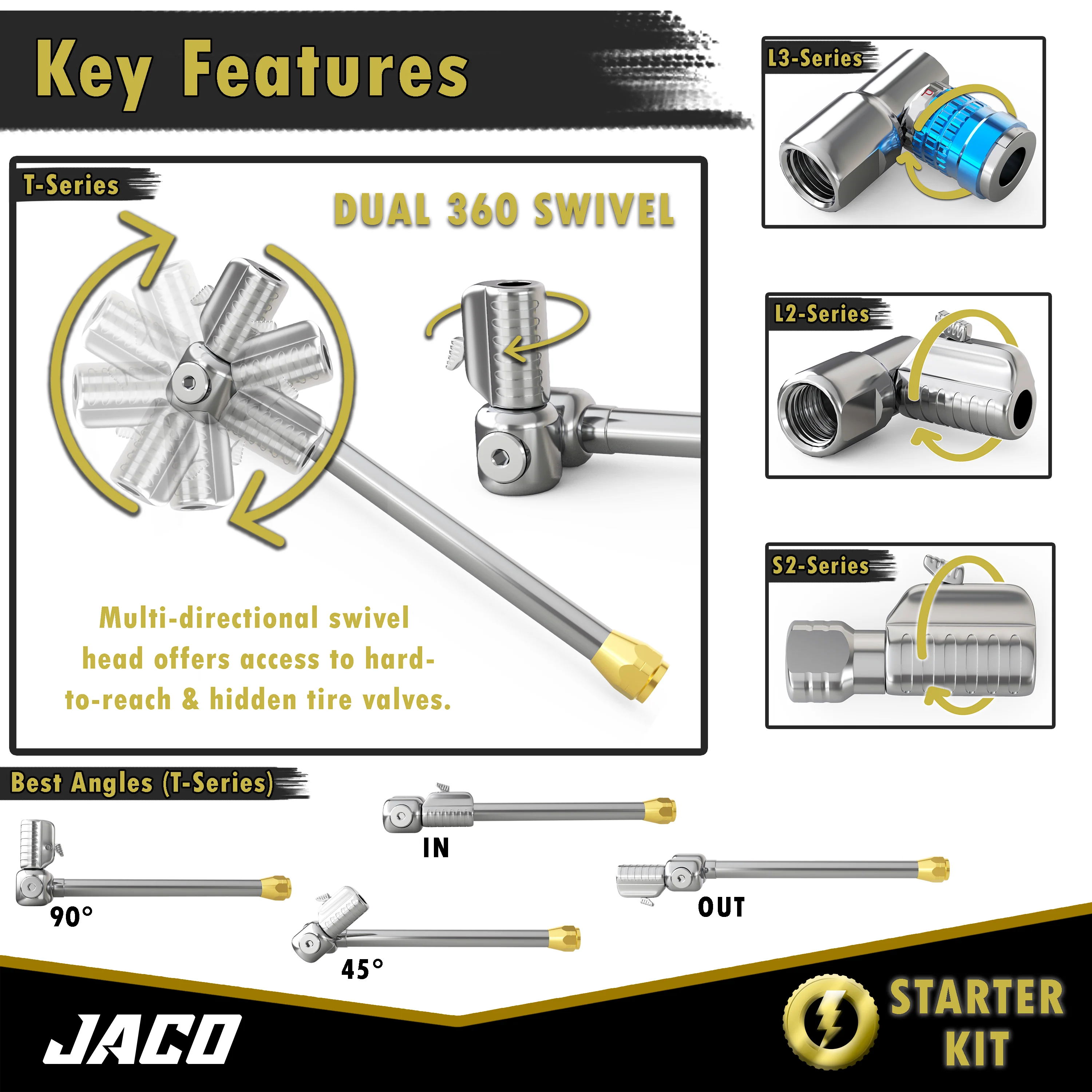 Lightning™ Tire Air Chuck Starter Kit - Patented | Open Flow, 1/4" F-NPT (Set of 7) - Image 7