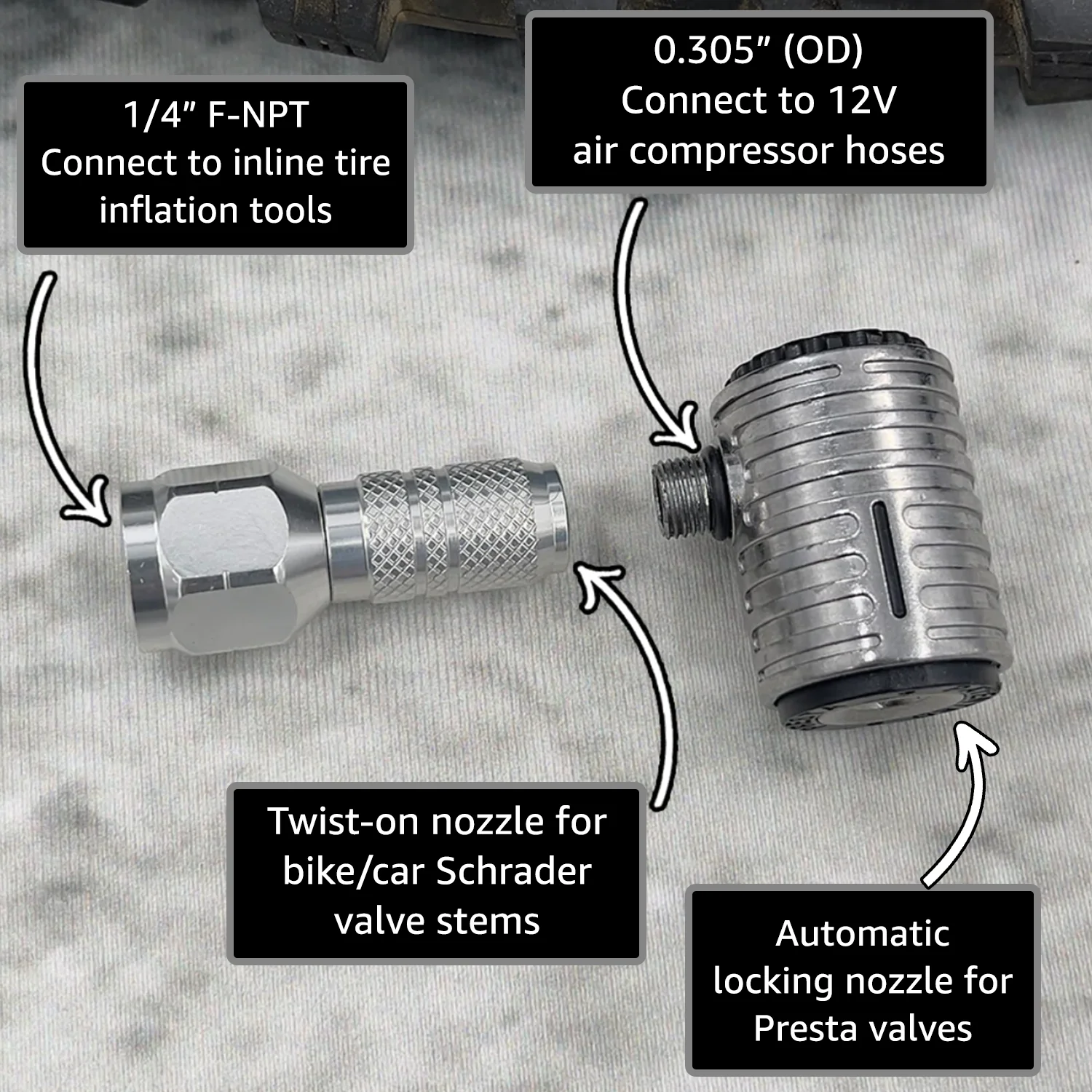 Lightning™ XP Locking Presta Air Chuck for Bike Tires - 1/4" F-NPT (Presta Valves) - Image 12