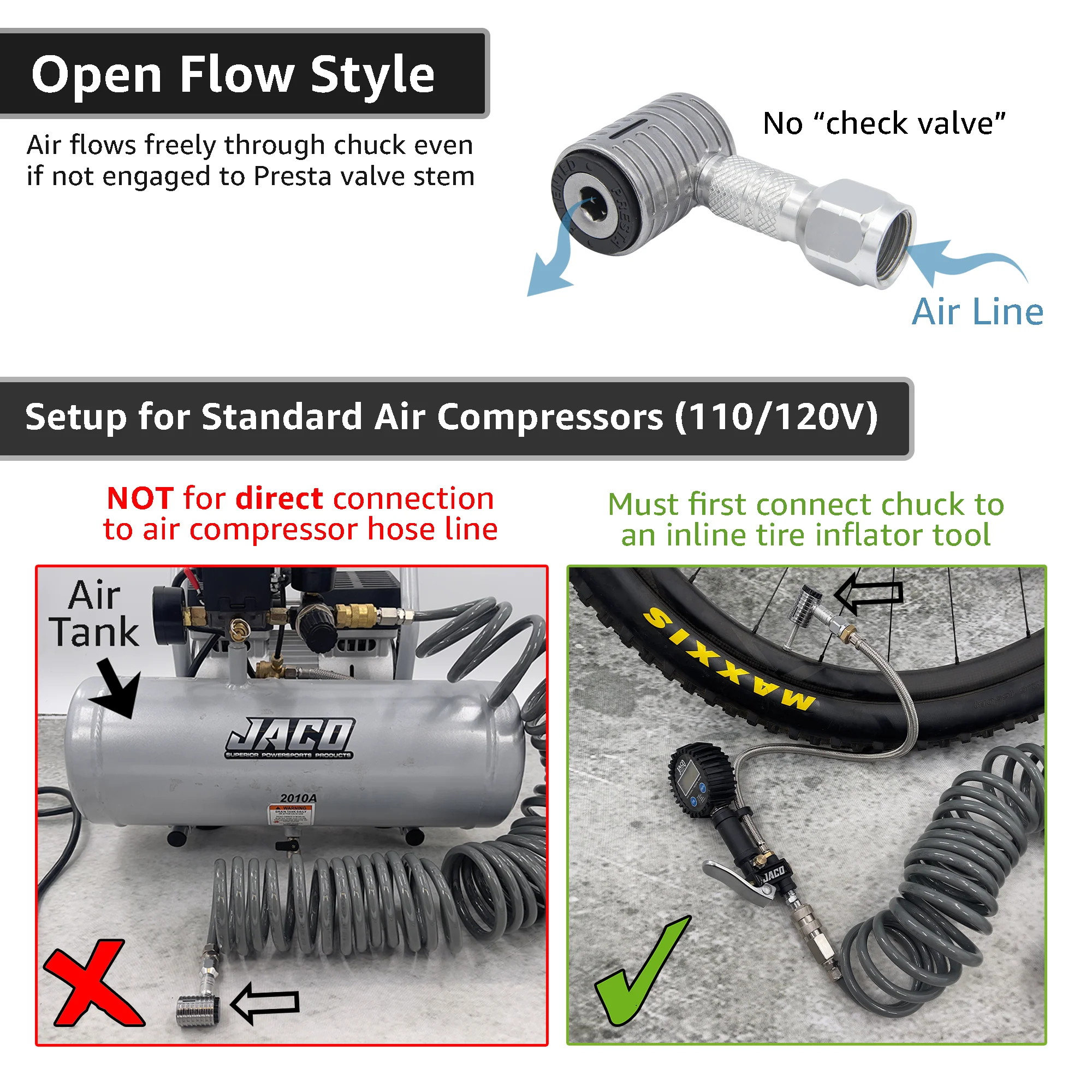 Lightning™ XP Locking Presta Air Chuck for Bike Tires - 1/4" F-NPT (Presta Valves) - Image 3