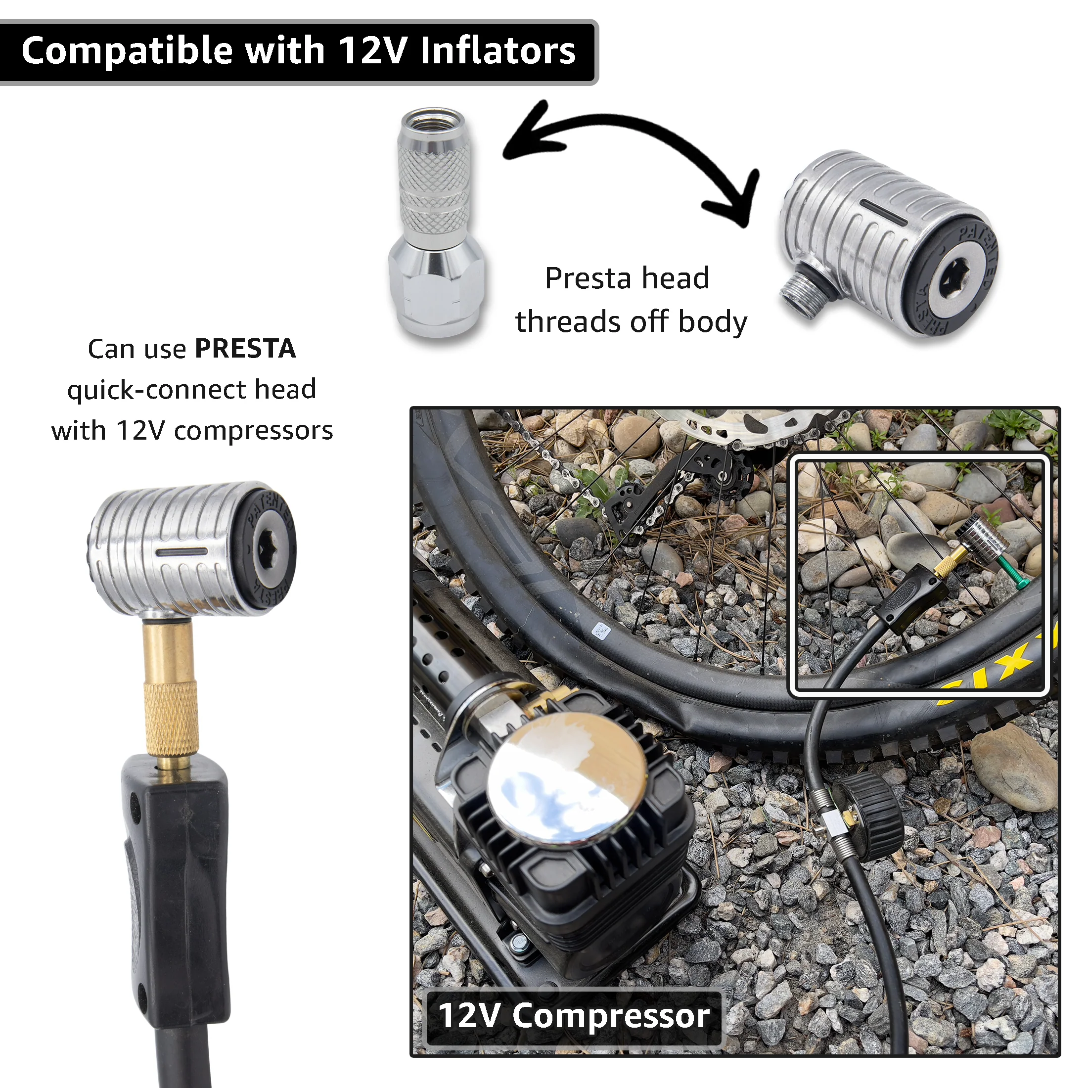 Lightning™ XP Locking Presta Air Chuck for Bike Tires - 1/4" F-NPT (Presta Valves) - Image 5