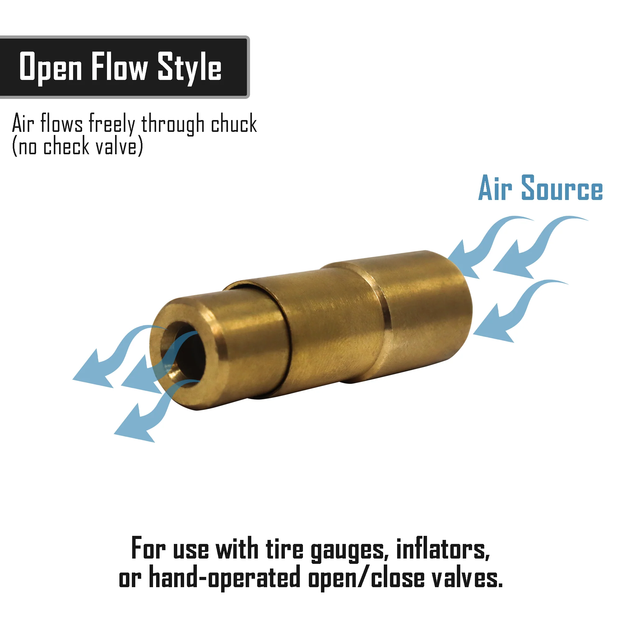 Bike Presta Tire Air Chuck - 1/4" NPT, Open Flow (2 Pack) - Image 3