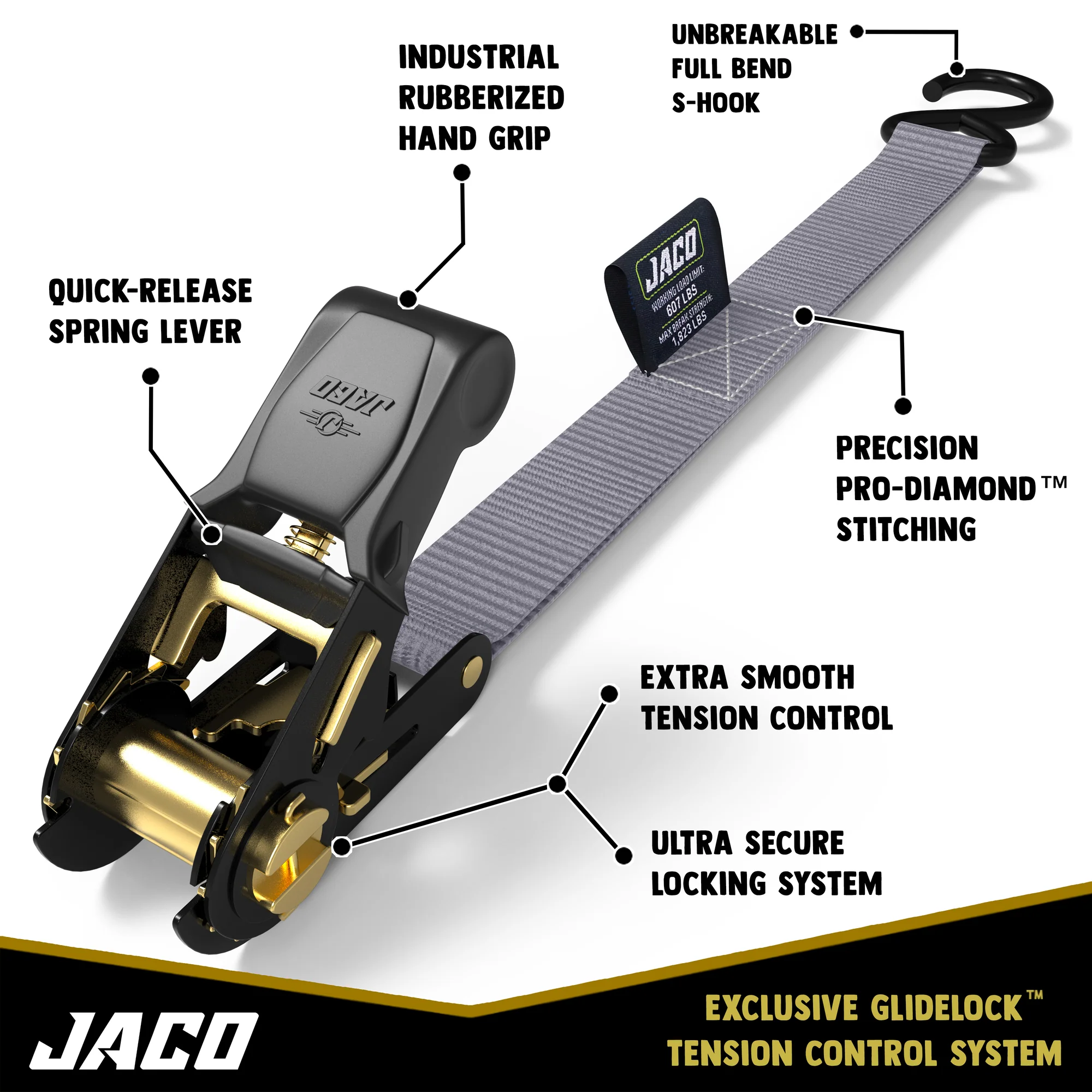 Tie Down Ratchet Straps (4 Pack) - 1 in x 15 ft | AAR Certified Break Strength (1,823 lbs) | Cargo Tie Down Set - Image 17