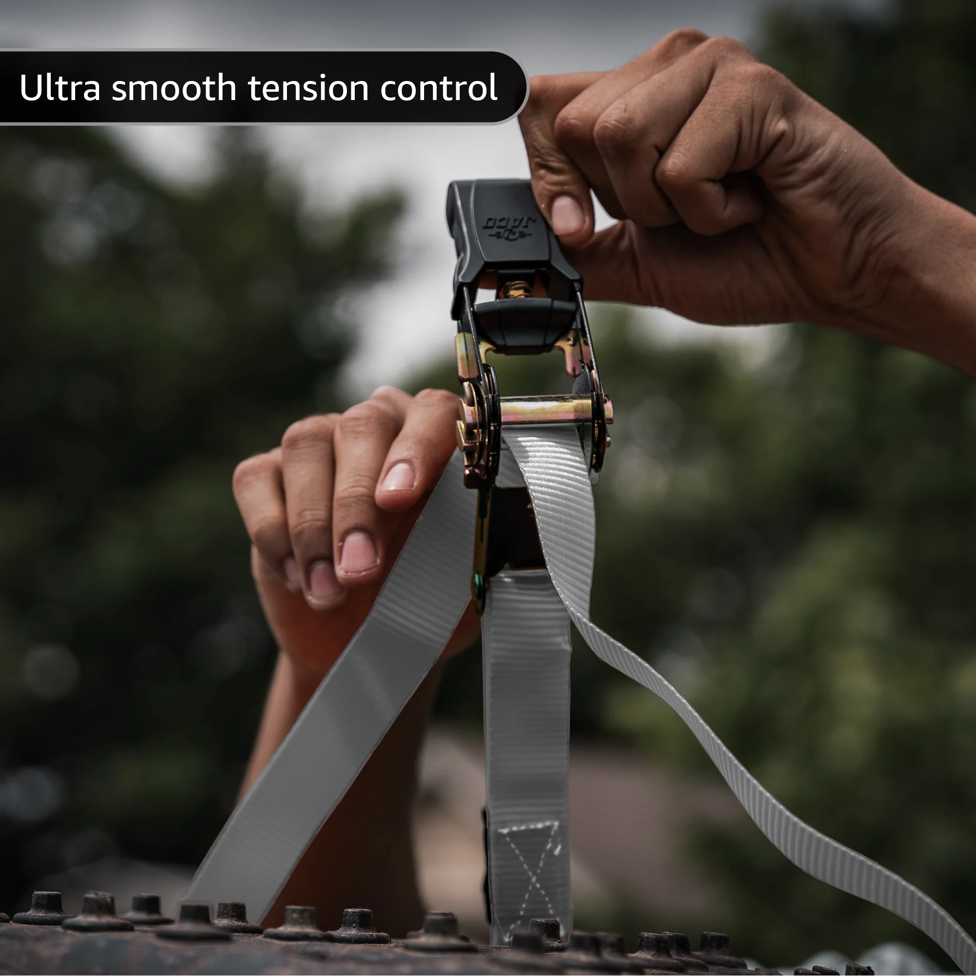 Tie Down Ratchet Straps (4 Pack) - 1 in x 15 ft | AAR Certified Break Strength (1,823 lbs) | Cargo Tie Down Set - Image 19