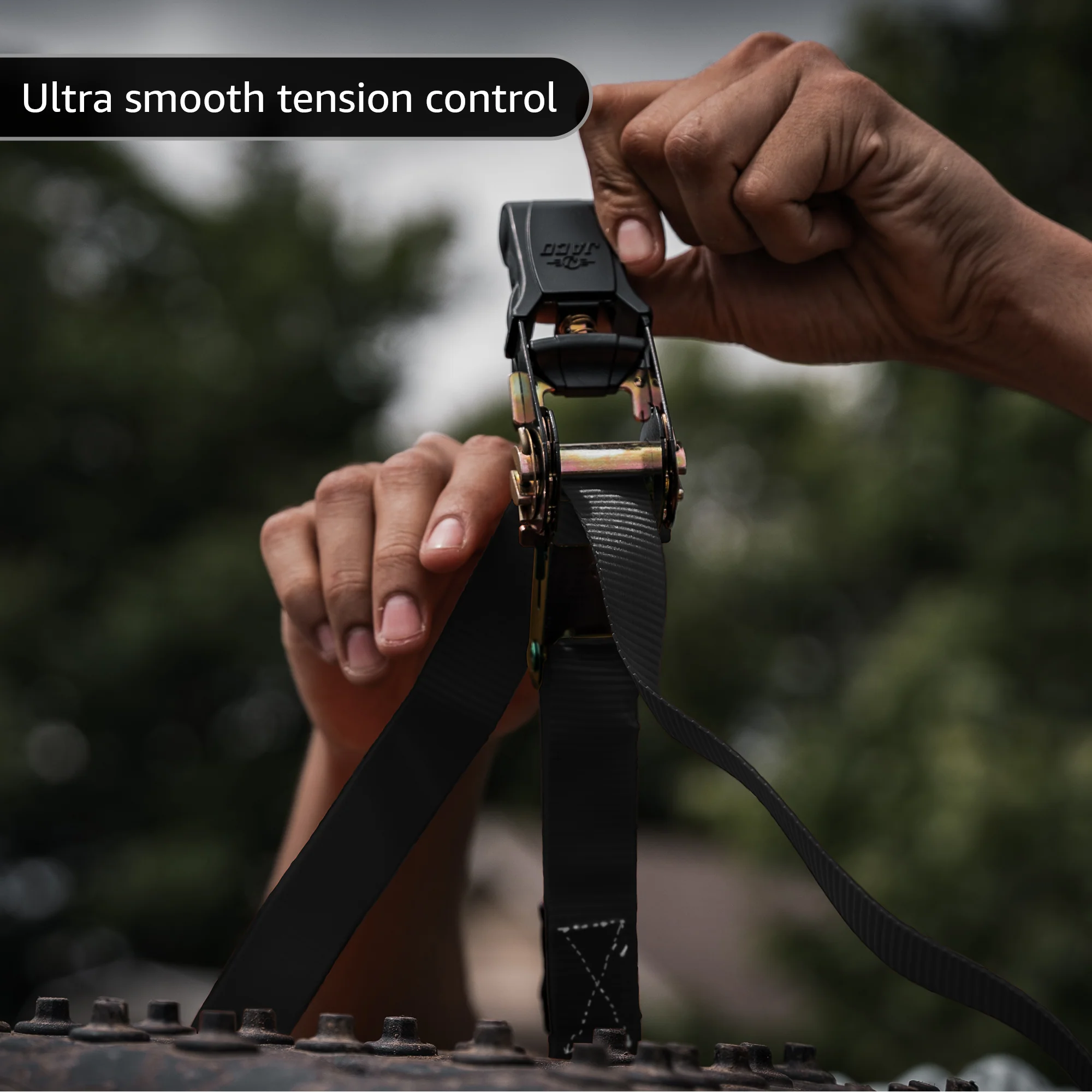 Tie Down Ratchet Straps (4 Pack) - 1 in x 15 ft | AAR Certified Break Strength (1,823 lbs) | Cargo Tie Down Set - Image 5