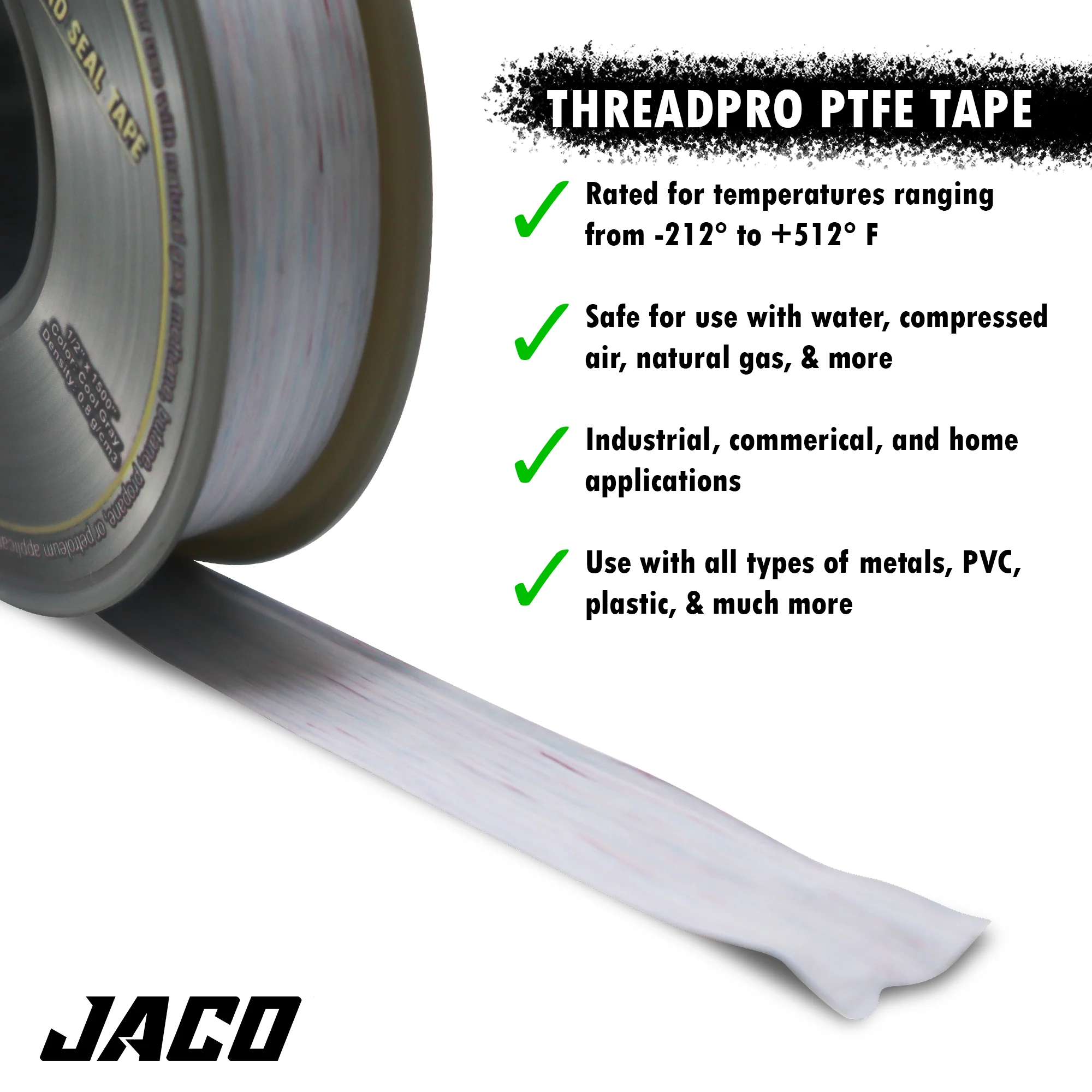 ThreadPro™ PTFE Thread Seal Tape | Professional Grade Plumbing Tape - 1/2" x 125 ft. (Mega Roll) - Image 6